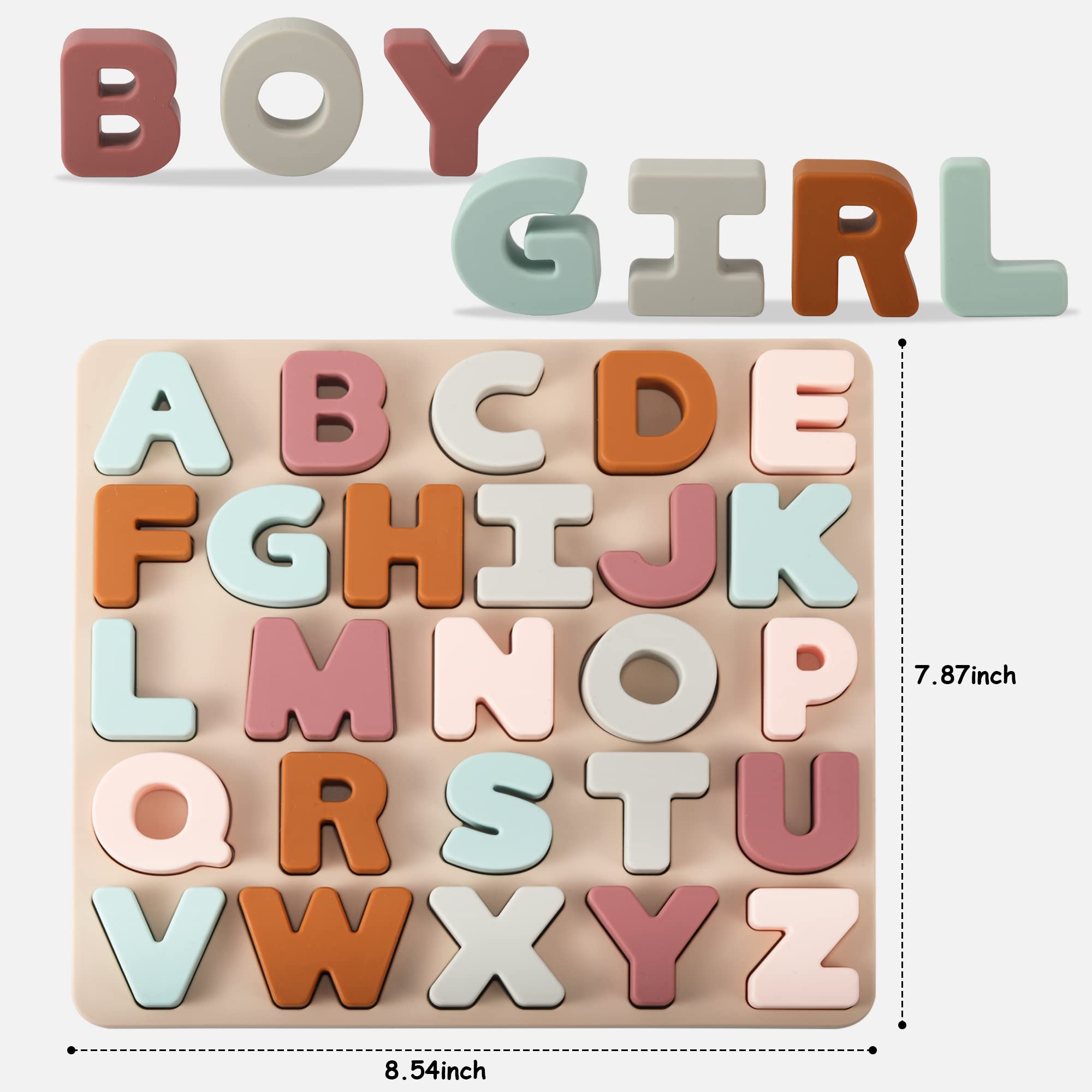 ABC Letter Puzzle for Toddlers 1-3 Years - Silicone Alphabet Learning Toy with Puzzle Board & Letter Blocks - Educational Preschool Gift for Boys & Girls - Perfect for Homeschooling, Daycare & Early Childhood Development