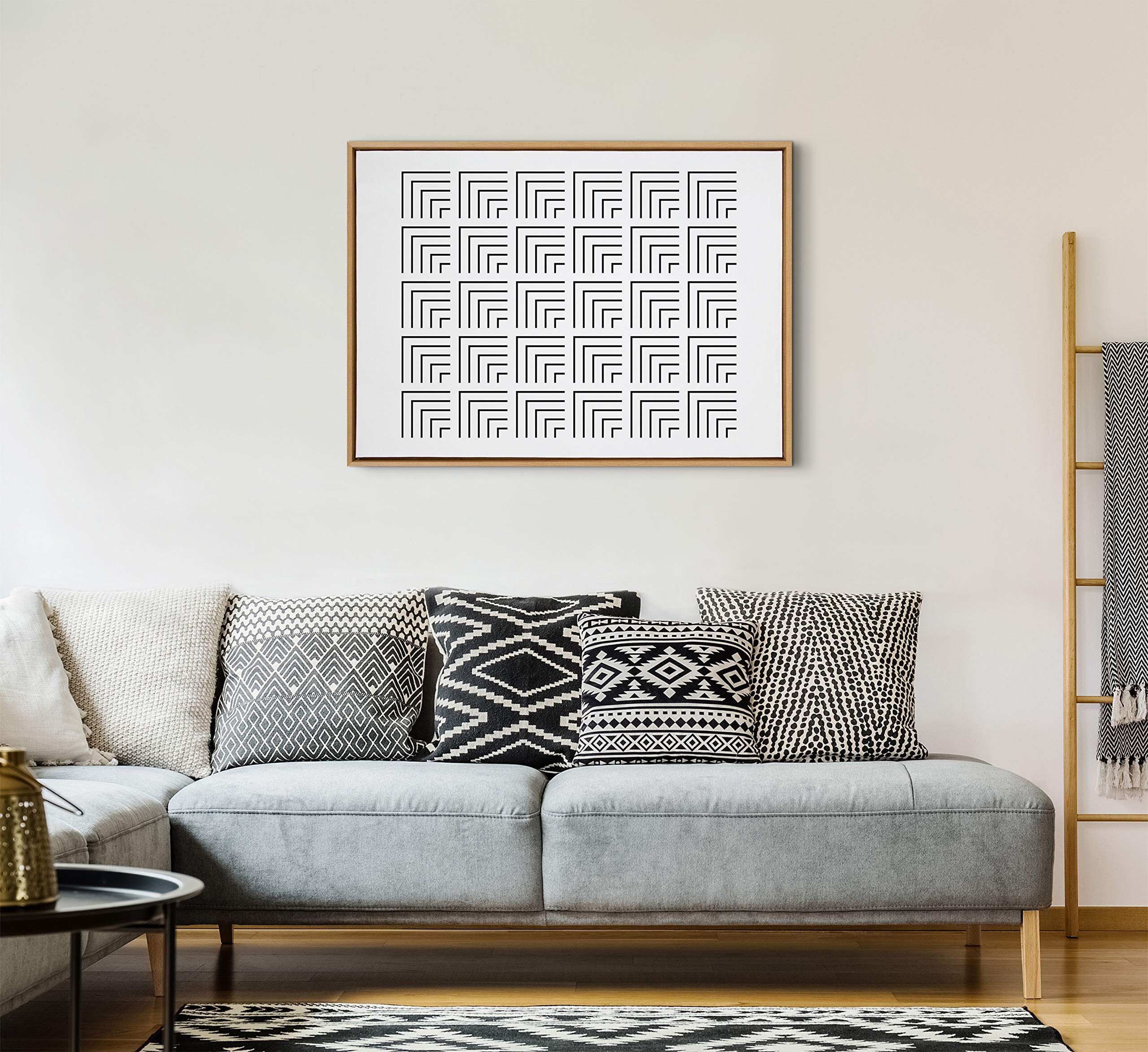 Kate & Laurel Sylvie Corners Framed Canvas Wall Art - 28x38 Inches Natural Modern Abstract Painting for Living Room, Bedroom & Office Decor - Apricot & Birch Collection