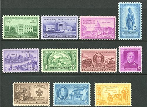 1950 US Postage Stamps Complete Mint Set - 11 Vintage Collectible Stamps by USPS | Perfect for Philately, Stamp Collecting & Historical Gift Giving