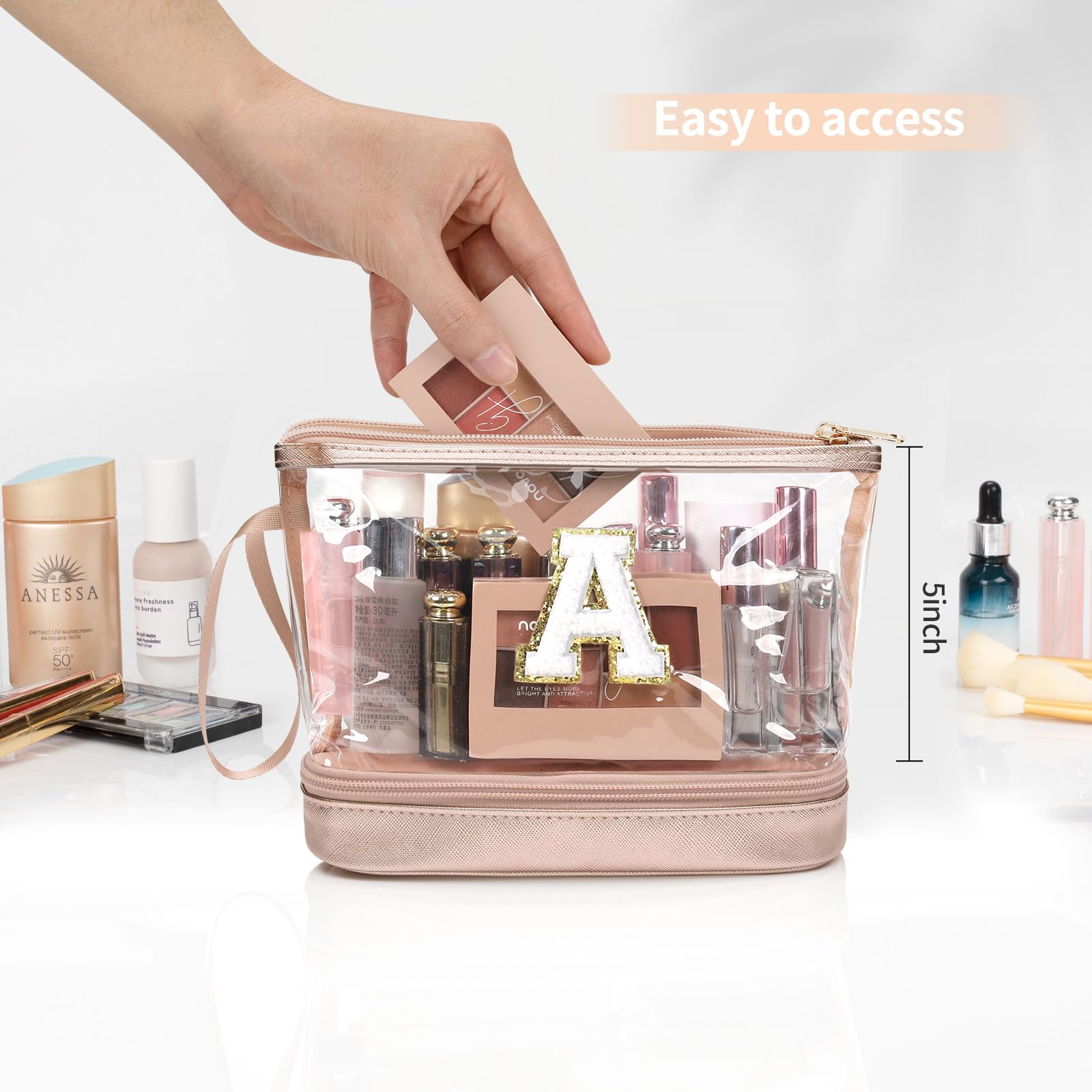Personalized PU Leather Makeup Bag - Waterproof Cosmetic Organizer for Travel & Daily Use