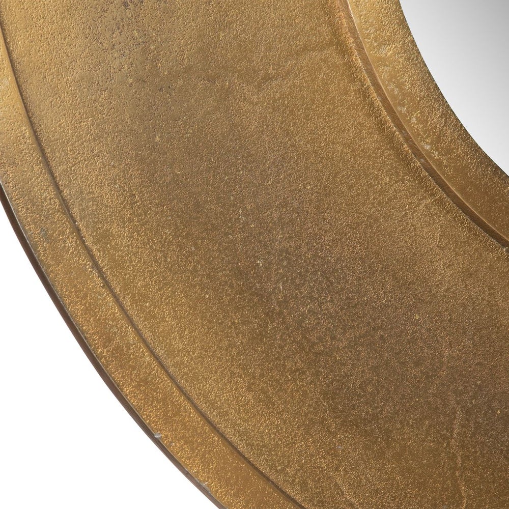 30 Inch Round Gold Mirror - Rustic Antique Brass Finish Wall Decor for Living Room, Bedroom & Entryway