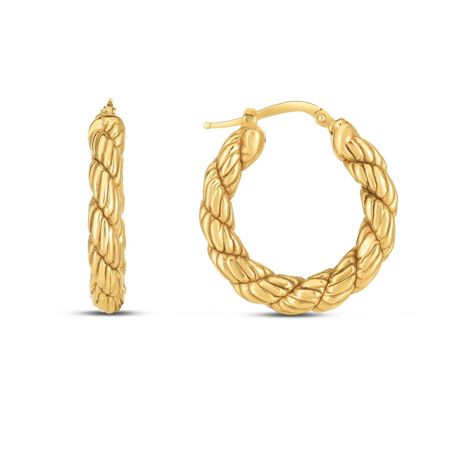 14K Yellow Gold Rope Hoop Earrings for Women - Dainty Chunky Hoops - Everyday & Party Jewelry - Perfect Gift for Her - Birthday, Anniversary, Valentine's Day
