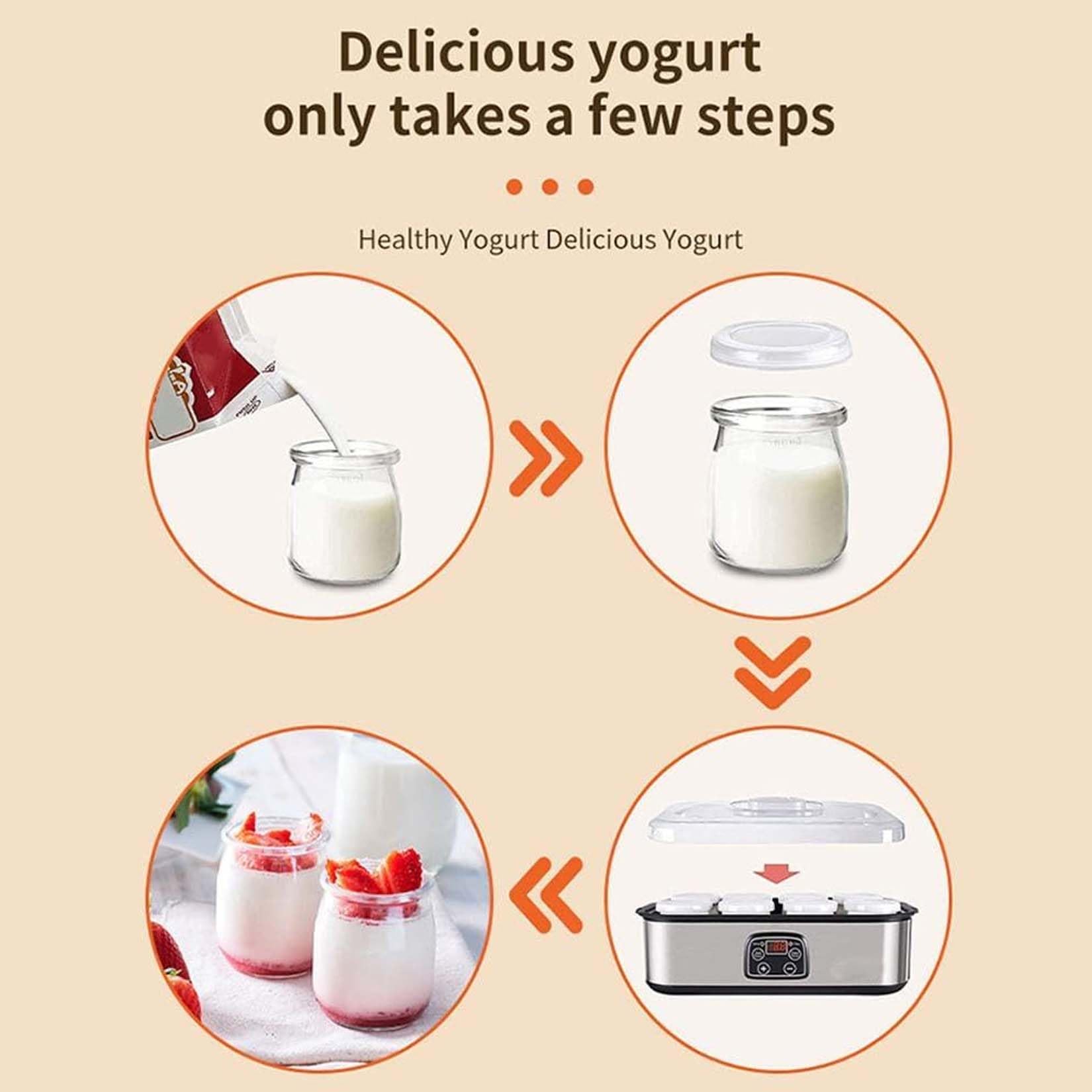 Best Automatic Digital Yogurt Maker Machine with LCD Display & Temperature Control - 8 Glass Jars Electric Yogurt Incubator for Homemade Probiotic Yogurt - Perfect for Healthy Breakfast, Snacks, and Gut Health at Home