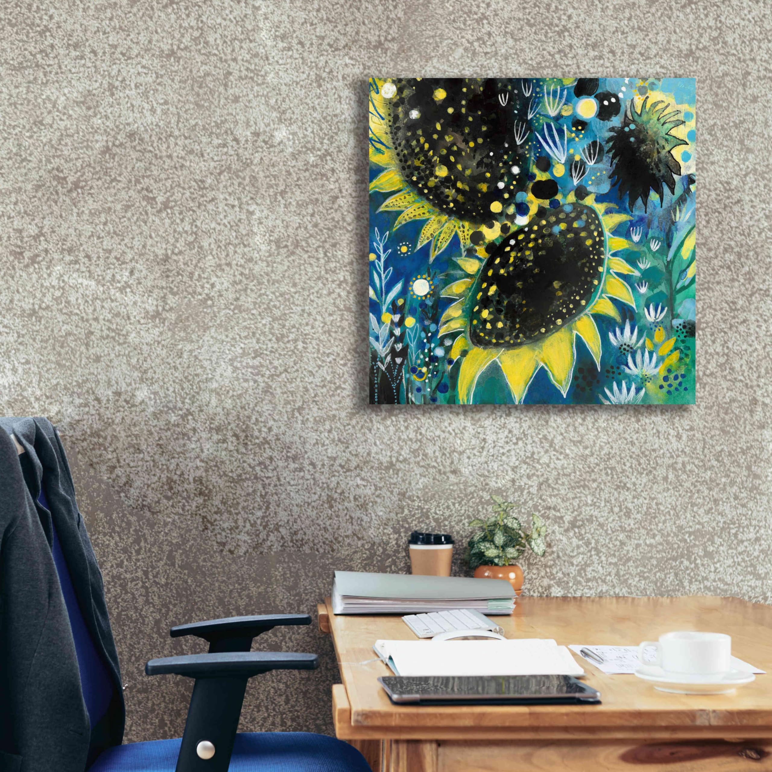Epic Graffiti 'Sunflower Kisses' by Corina Capri - 26x26 Inch Giclee Canvas Wall Art Print - Modern Home Decor for Living Room, Bedroom & Office