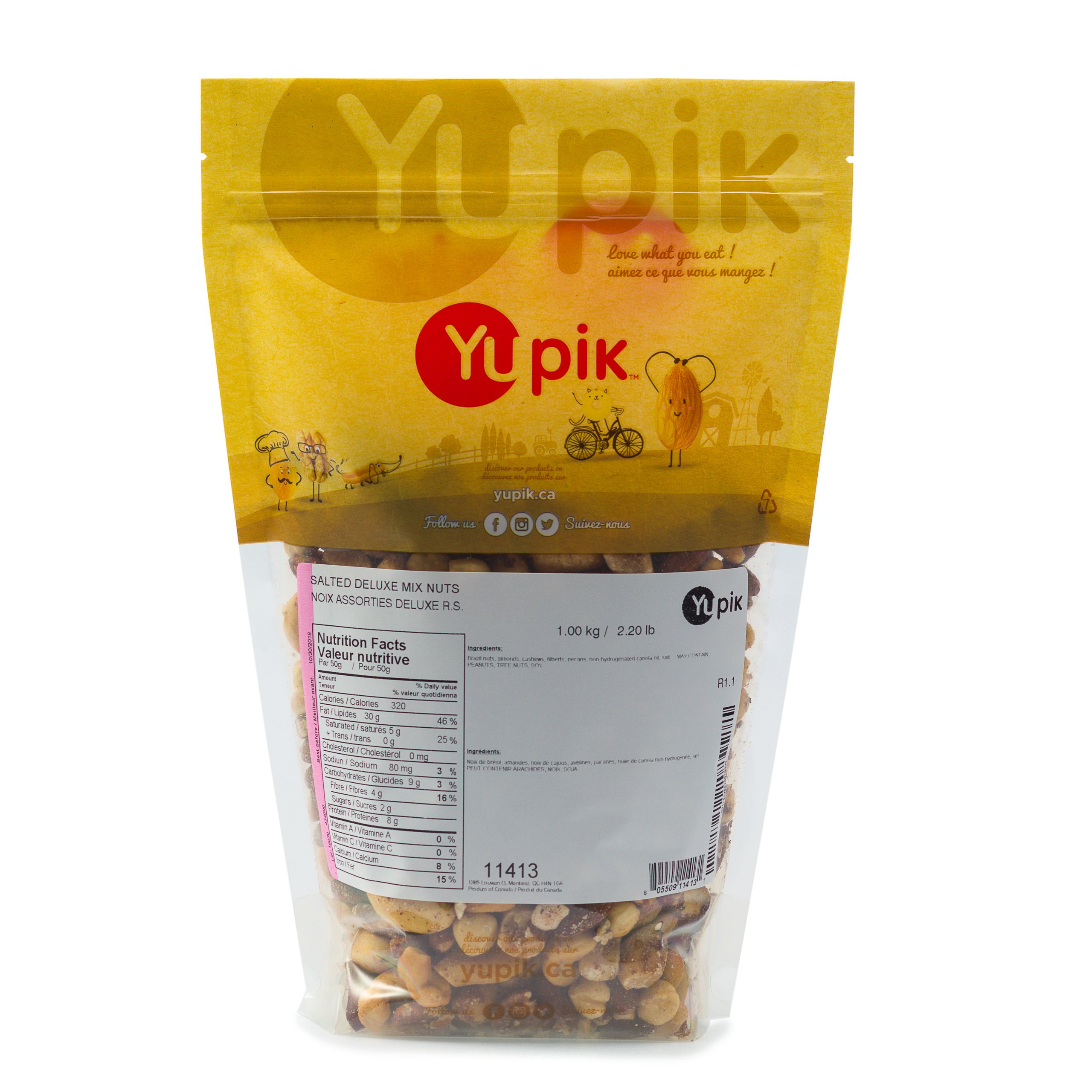 Yupik Roasted Salted Nut Mix 1kg - Vegan, Gluten Free Healthy Snacks for Office & Travel