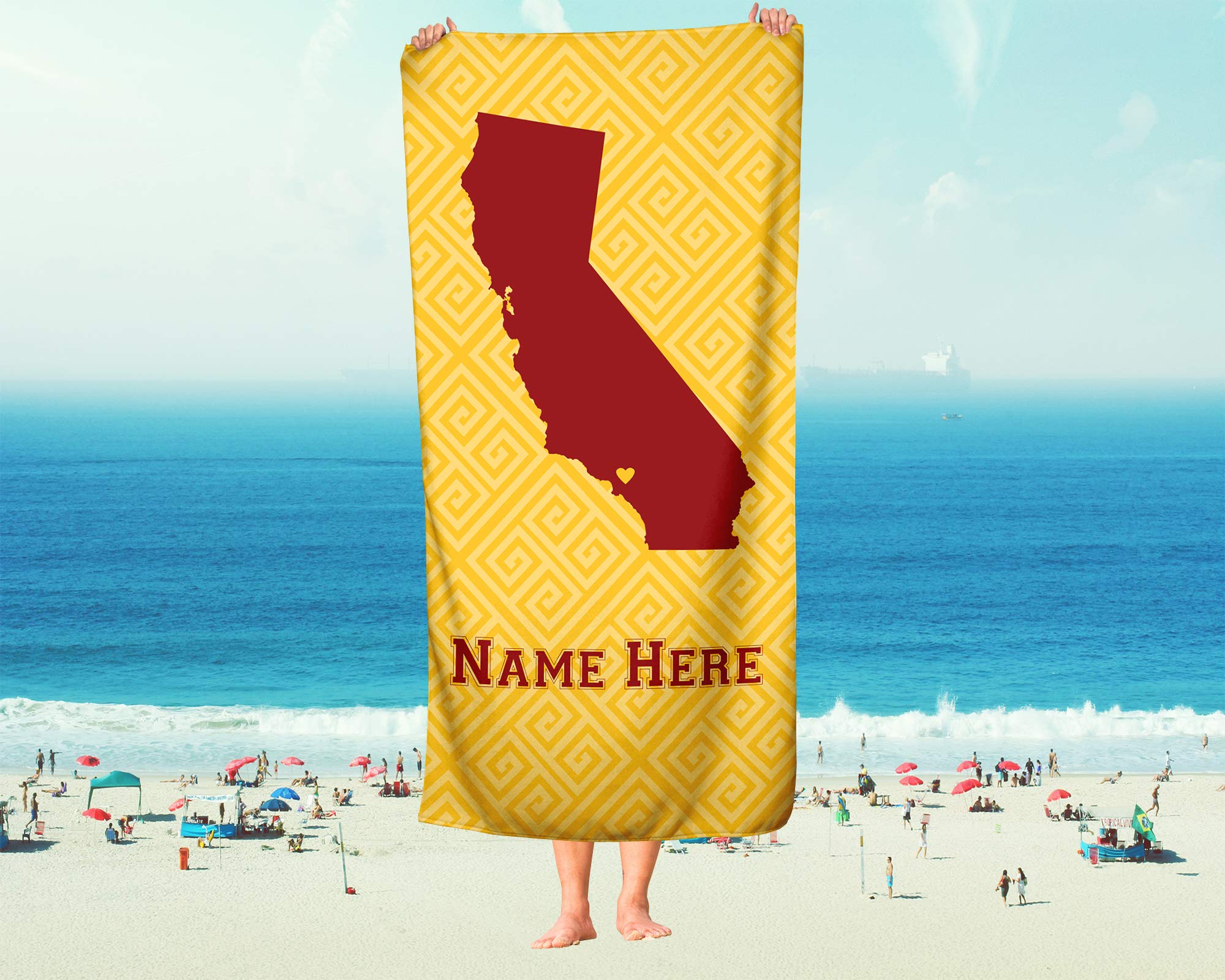 Custom State Pride Beach & Bath Towel - Personalized Medium & Large Towels for Adults & Kids - California & Los Angeles Themed - Perfect for College Football, Basketball Fans, Beach Trips & Pool Parties