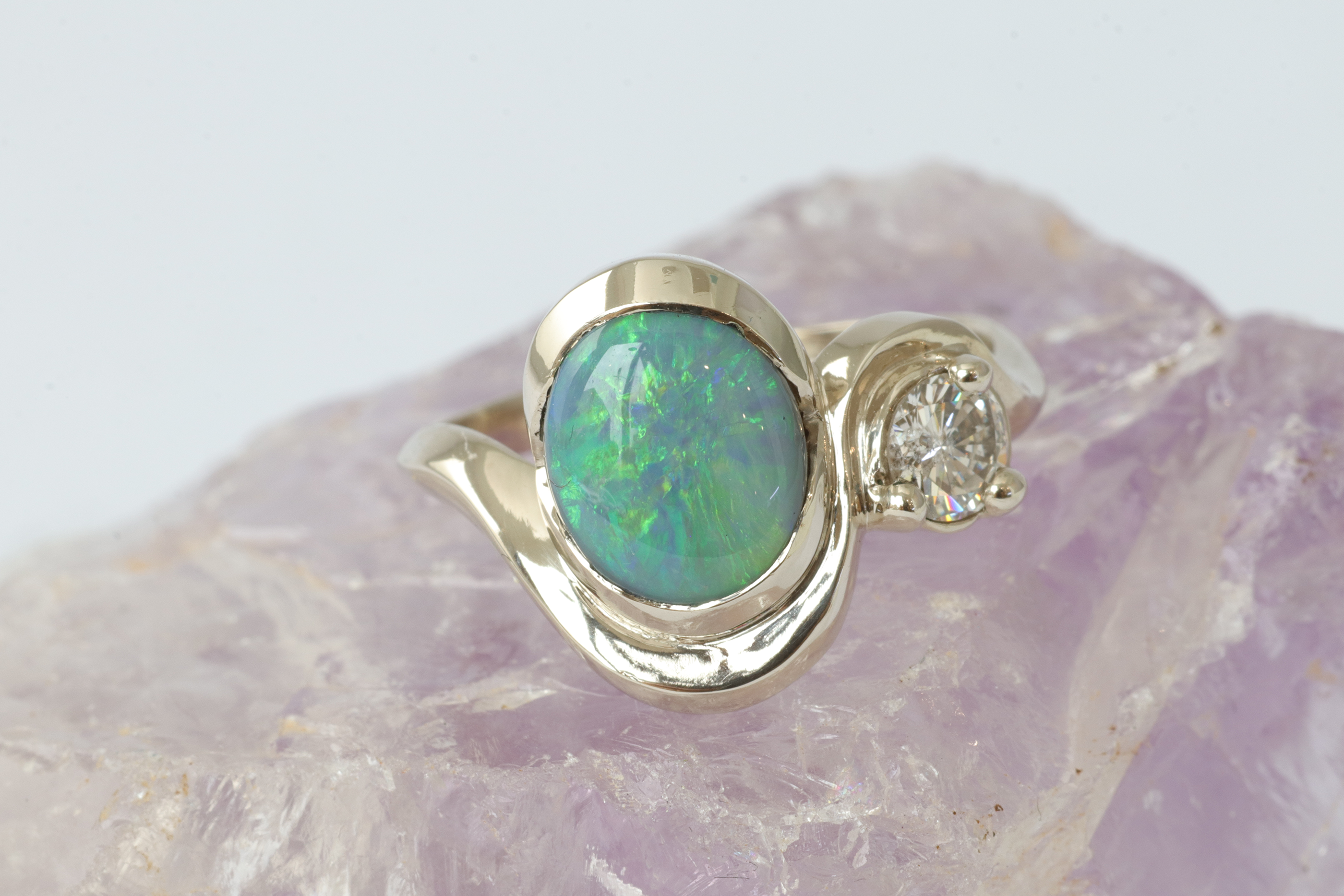 Opal Curve Ring - Elegant Handmade Silver Opal Ring for Women, Perfect for Engagement, Wedding, Anniversary & Everyday Wear