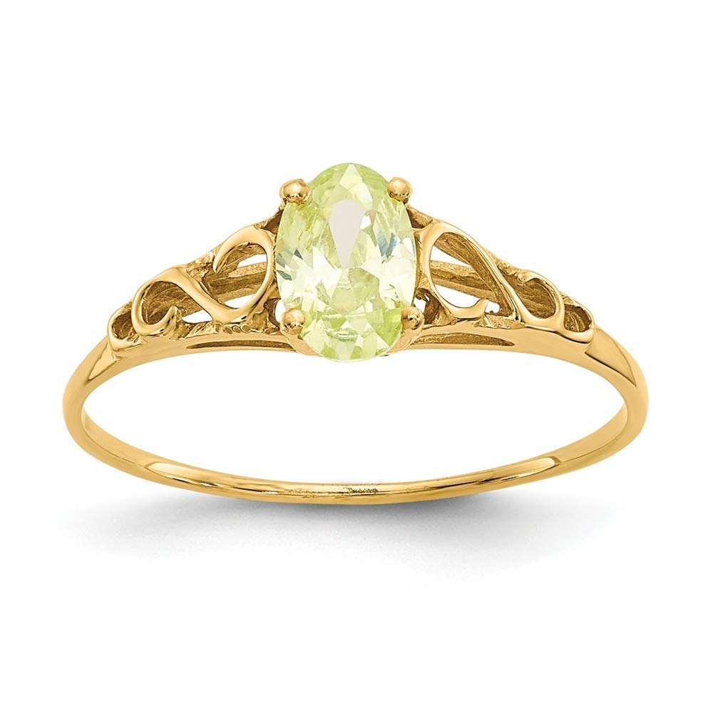 14K Yellow Gold Polished Synthetic Peridot Ring - Size 5 - Dainty Women's Jewelry Gift for Anniversary, Birthday & Valentine's Day - Perfect for Everyday Wear & Special Occasions