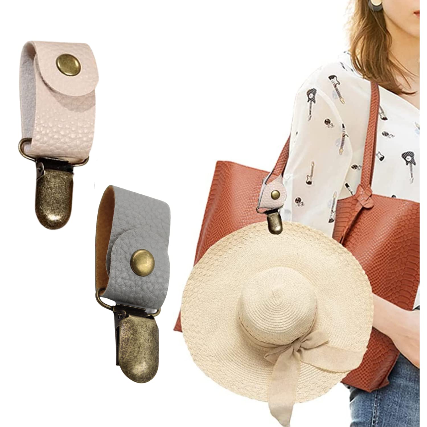 PU Leather Hat Clip for Travel & Luggage - Multifunctional Duckbill Hat Companion for Outdoor Activities, Hiking, and Camping