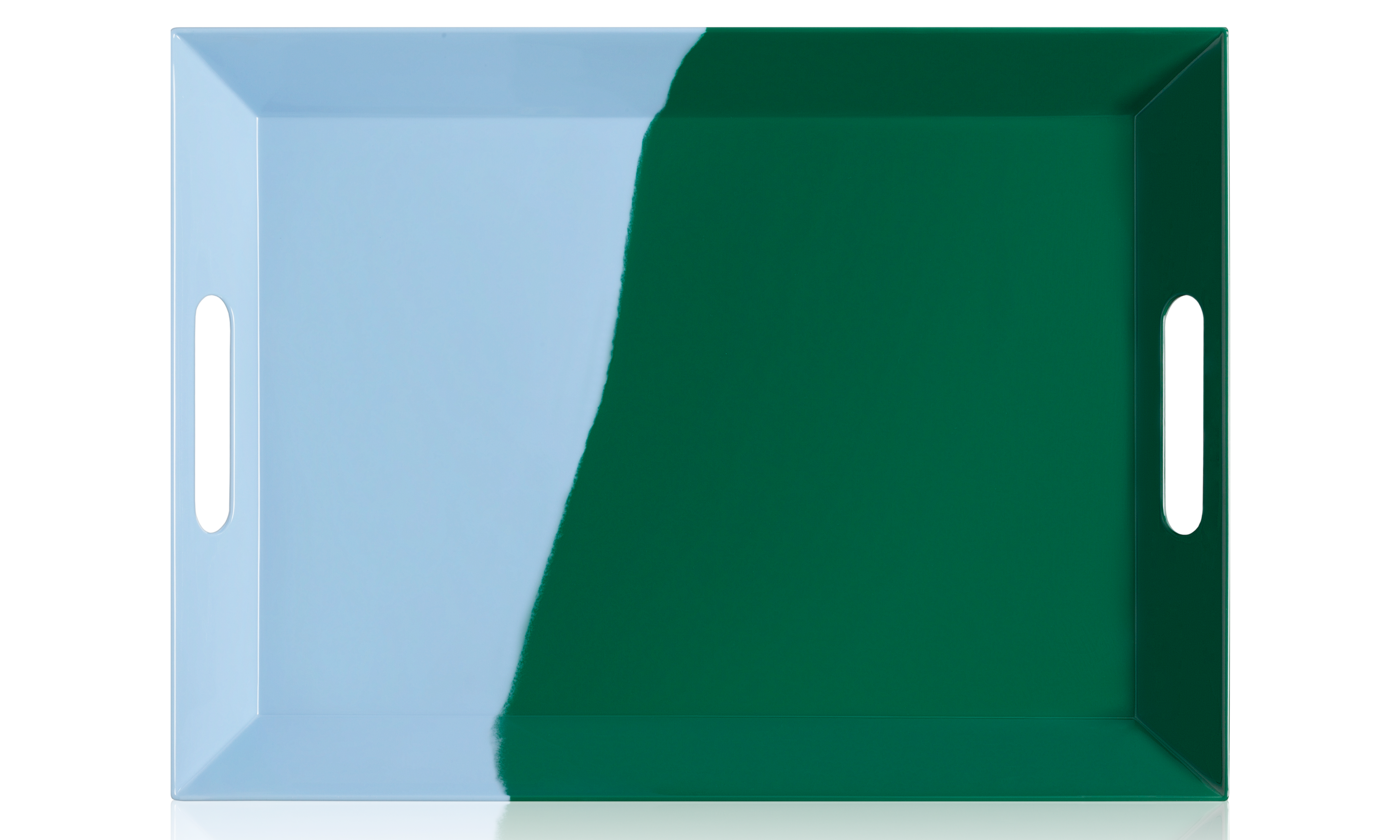 Exclusive Thomas Fuchs Creative Melamine Serving Tray - Sky Blue & Green Two-Tone Design - Perfect for Party Serving, Buffet Display, and Home Decor (1/2 & 1/2 Size)