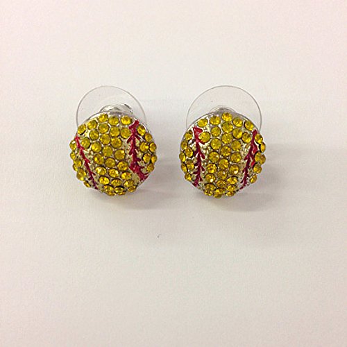 Sparkling Rhinestone Softball Stud Earrings for Women - Perfect Gift for Sports Mom, Softball Team Players & Athletes - Trendy Fashion Jewelry for Games, Parties & Everyday Wear
