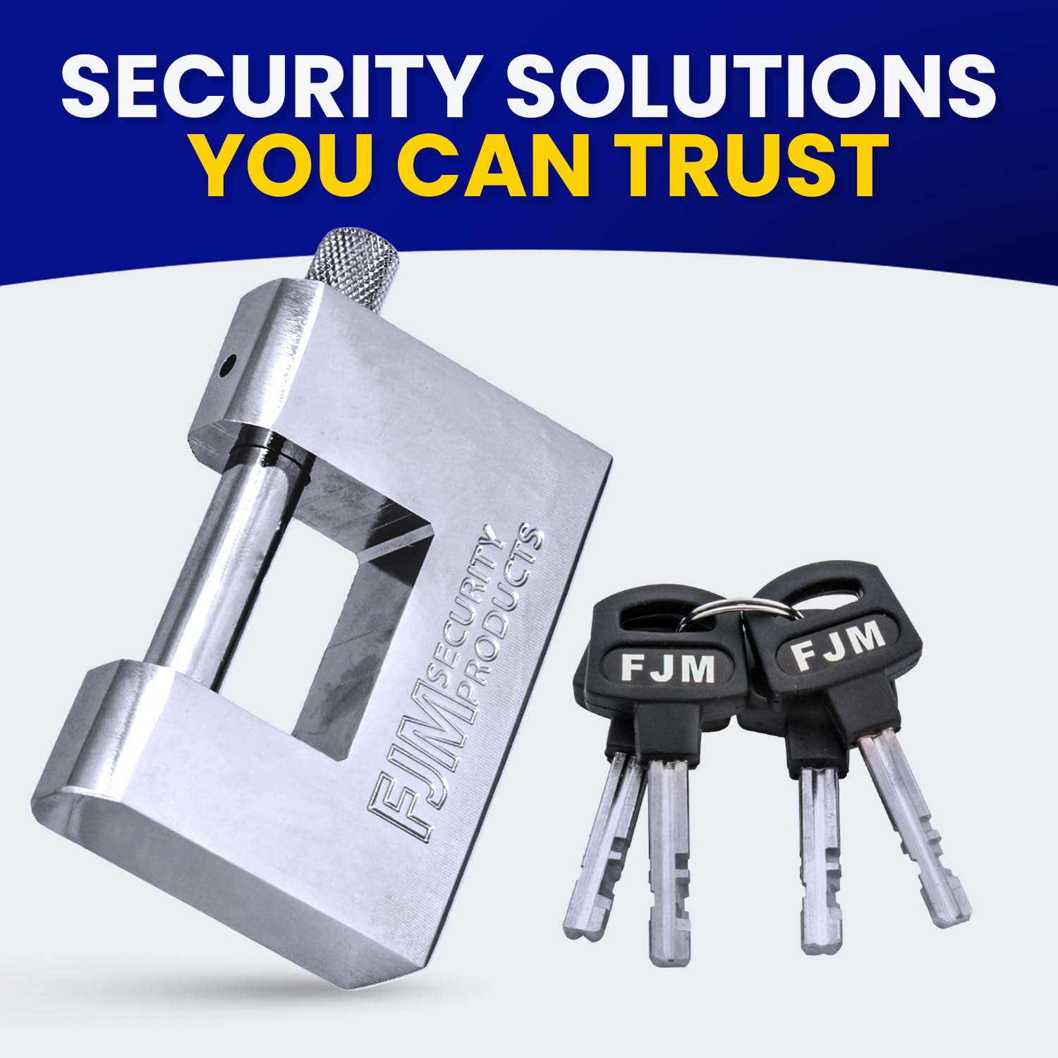 FJM SPSA80-KD High Security D-Style Padlock - Heavy Duty Anti-Theft Trailer Lock, Bike Lock & Door Lock for Home Improvement | Outdoor Storage Shed Protection | Includes Master Lock Set with Keyed Different | 3 1/8