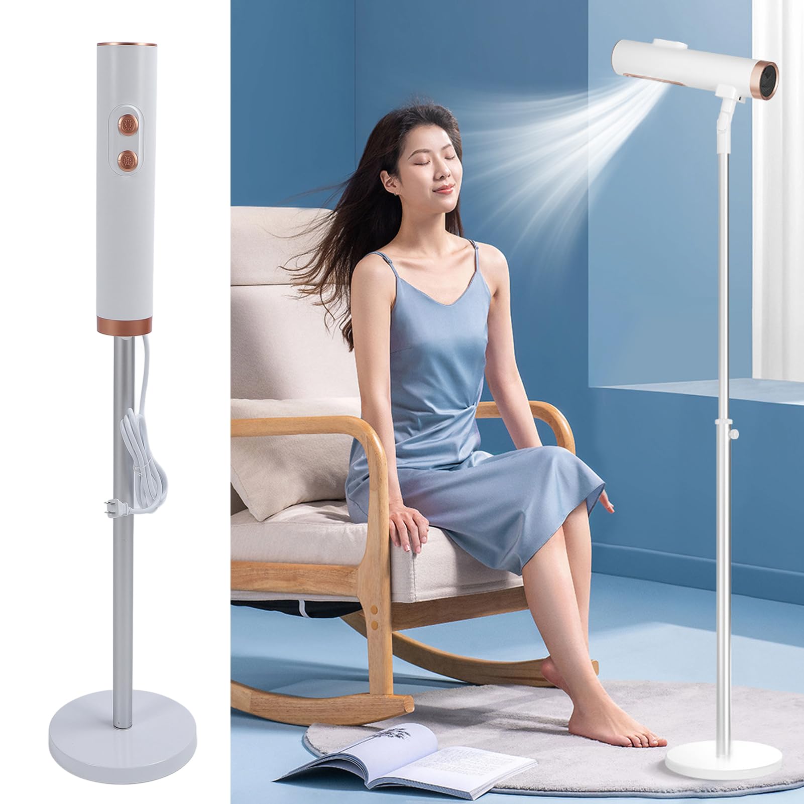 Professional Adjustable Height Standing Hair Dryer with Dual Air Outlets - 2 Speed Salon-Grade Blow Dryer for Hands-Free Styling | Perfect for Home Salons, Beauty Parlors & Professional Stylists