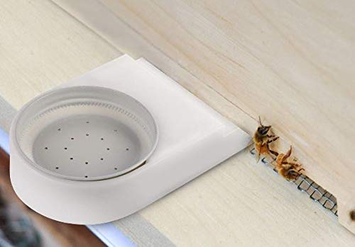 3-Pack Plastic Bee Feeder with Metal Lid for Bee Hives - Fits Most Small Mouth Canning Jars - Boardman Style Entrance Feeder & Waterer - Perfect for Beekeeping, Honey Harvesting & Pollination Support