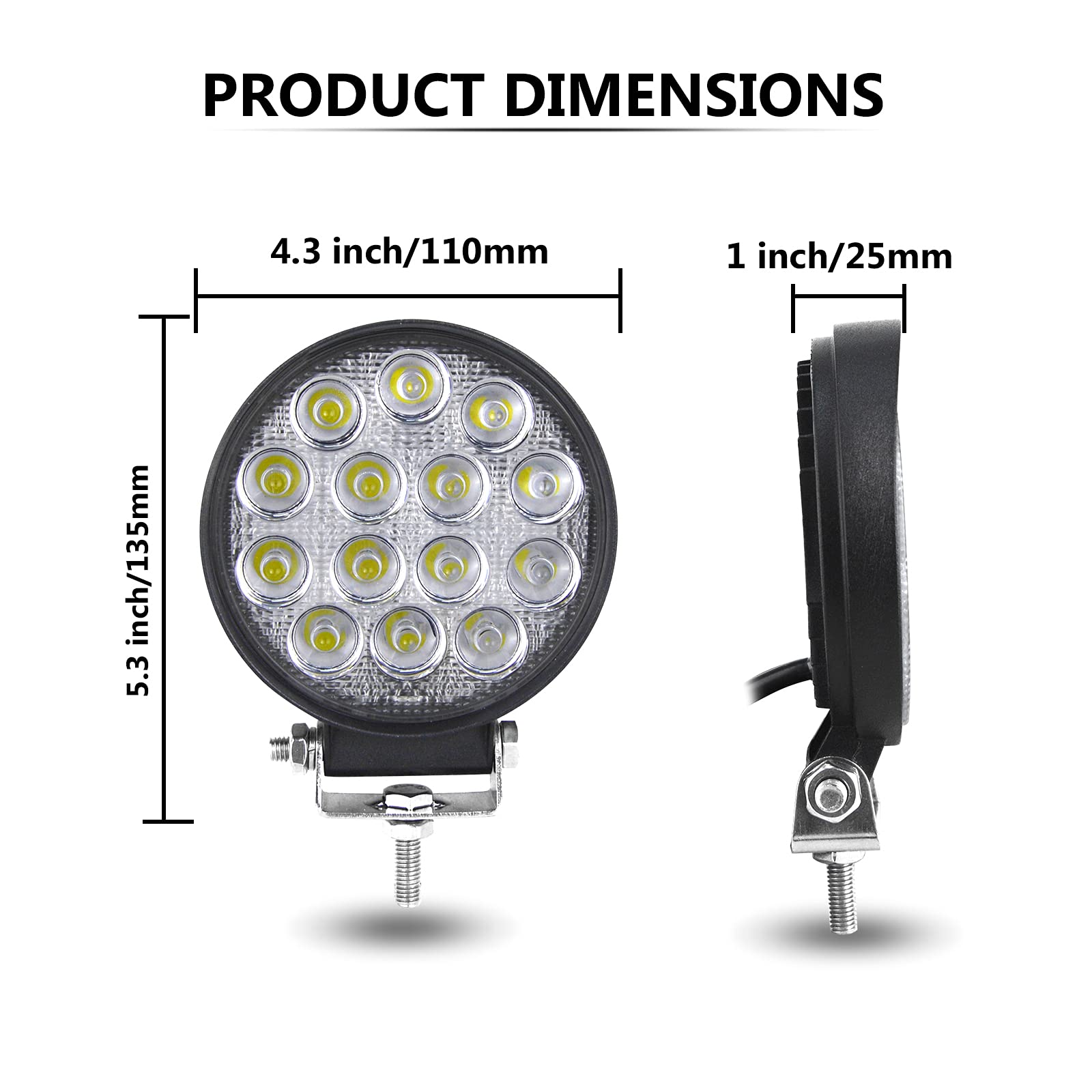 AUXTINGS 10-Pack 4 Inch LED Light Pods 42W Spot Work Lights - 12V/24V Waterproof Off-Road Fog Lights for Trucks, Tractors, Boats, 4x4, SUVs, ATVs & Excavators - Perfect for Night Driving, Construction Sites & Outdoor Adventures