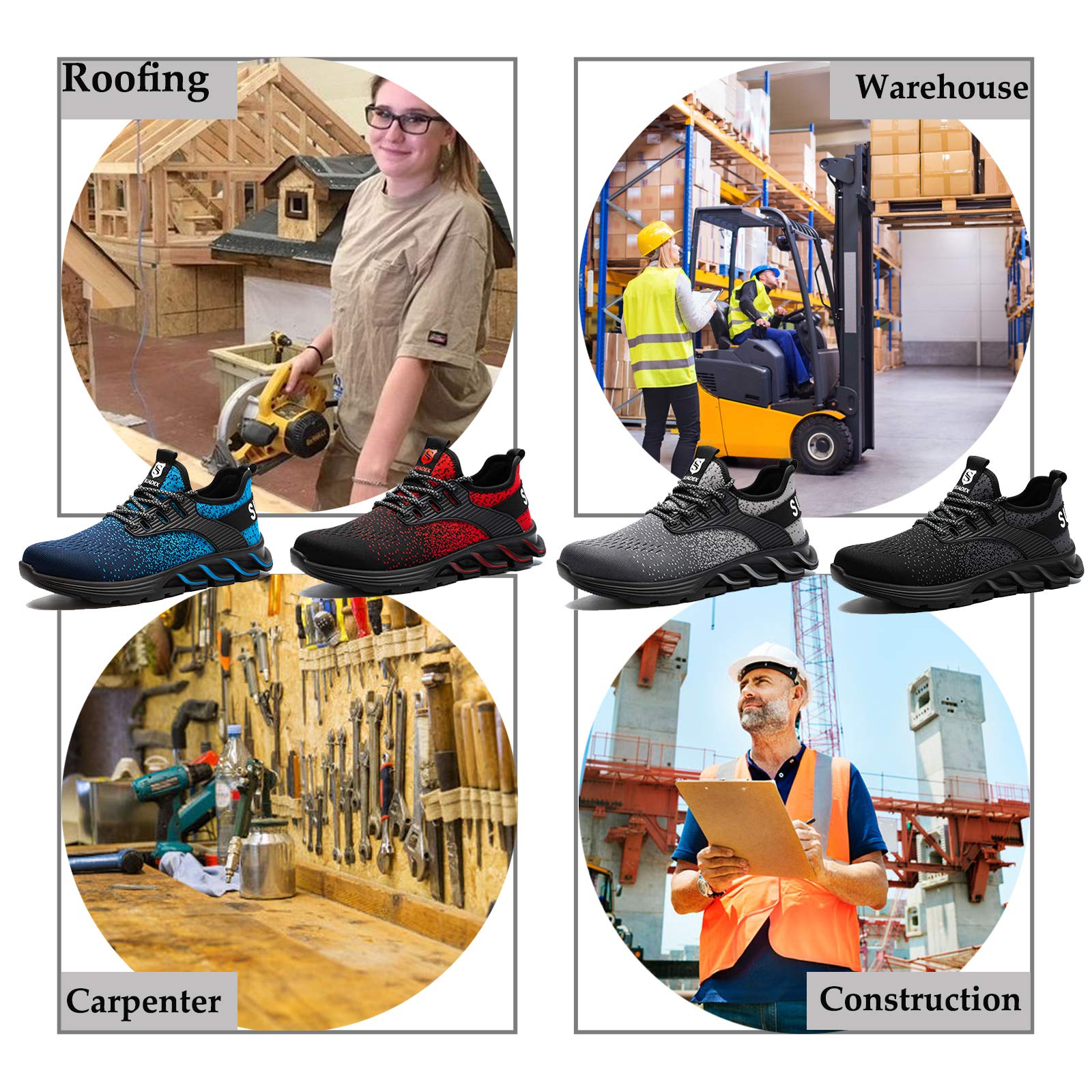 SUADEX Steel Toe Sneakers for Men & Women - Indestructible Work Safety Shoes with Lightweight Comfort & Slip-Resistant Composite Toe - Perfect for Construction, Warehouse & Industrial Work