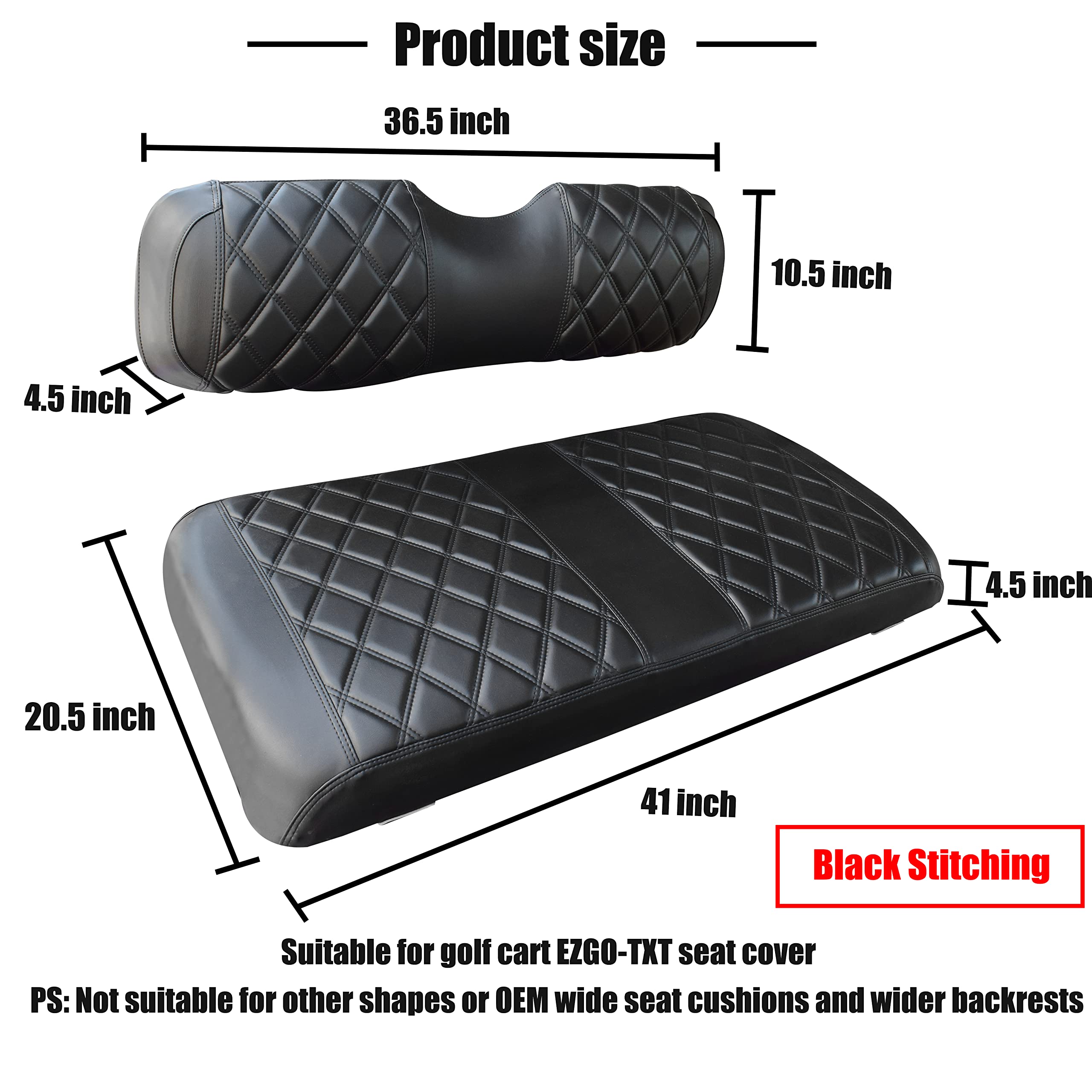 Premium EZGO TXT Golf Cart Seat Cover - No Stapler Required, Diamond Stitch Vinyl Replacement with Black Stitching | Weatherproof & Comfortable Upgrade for Golf Carts | Perfect for Golf Courses, Resorts & Personal Use