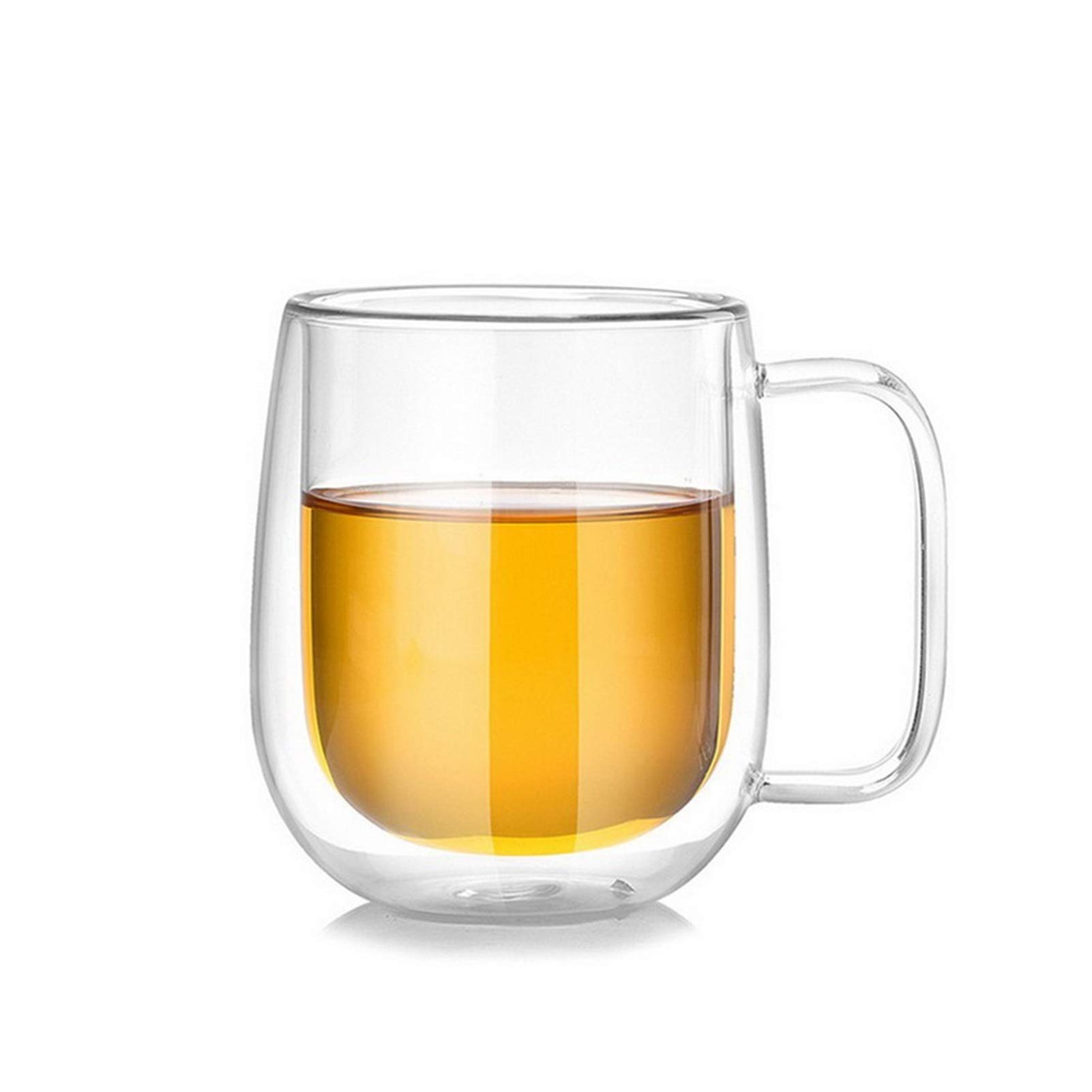 Premium Double Wall Glass Coffee Mug - 200ml Handmade Insulated Tea Cup for Hot/Cold Drinks, Beer, Healthy Beverages - Transparent Drinkware for Home, Office, Cafe Use (Color: Clear)