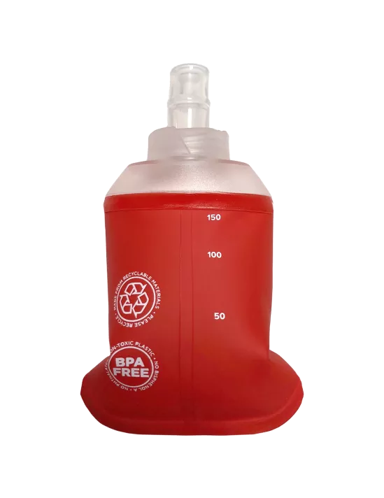 Compressport ErgoFlask 150ml Hydration Running Water Bottle - Red | Lightweight & Leak-Proof for Marathon, Cycling & Outdoor Sports