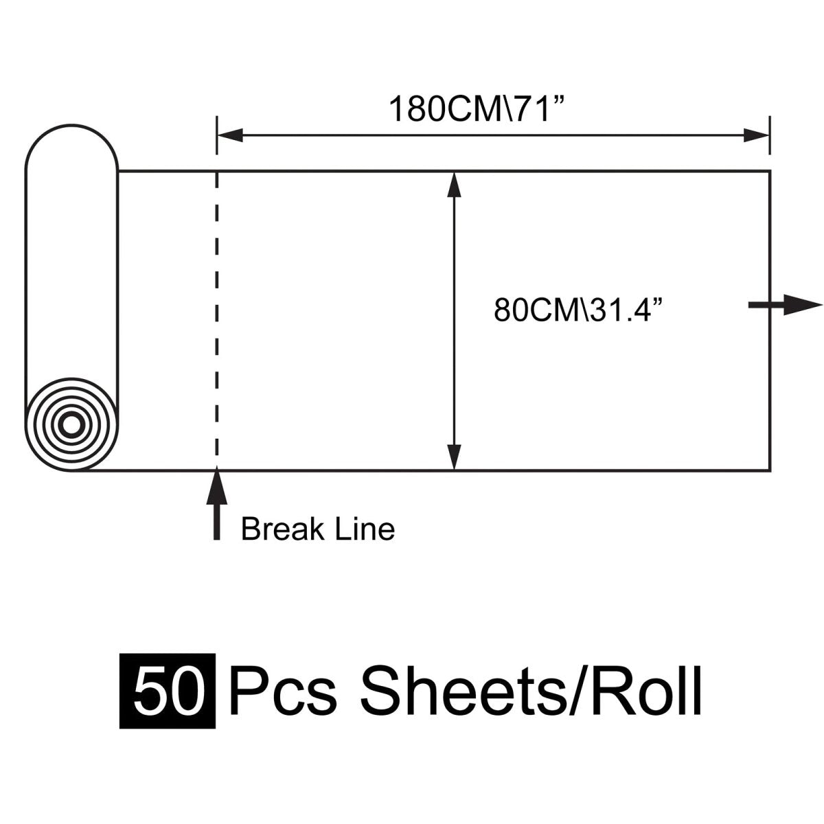 180x80cm Perforated Disposable Non-Woven Sheet Roll - 50 Pack | Medical Exam Table Cover, Tattoo Bedding, Beauty Salon & Spa Table Protector