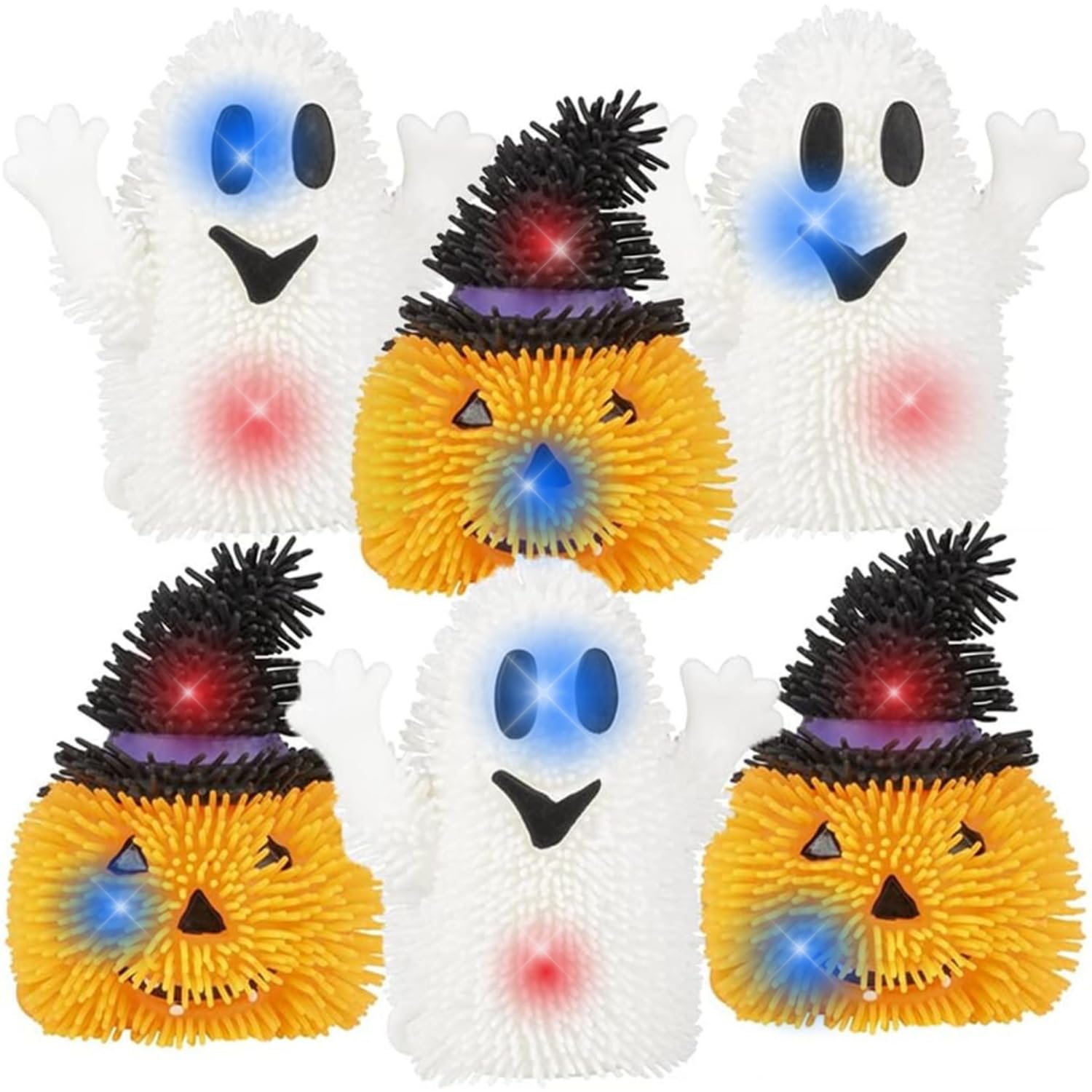 ArtCreativity LED Fidget Toys Set of 6 - Stress Relief Sensory Toys for Kids & Adults - Halloween Non-Candy Treats with Ghost & Pumpkin Designs - Perfect for Anxiety Relief, Classroom Rewards & Party Favors