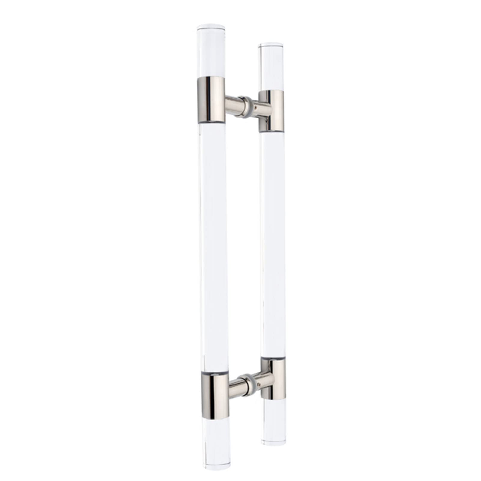 Modern Clear Acrylic Entry Door Handle - Crystal Dummy Bar Sliding Barn Door Pull - Internal/External Double Sided H-Shape Swing Door Knob with Hardware Kit (Silver, 100cm/39inch) - Perfect for Farmhouse, Office, and Interior/Exterior Doors