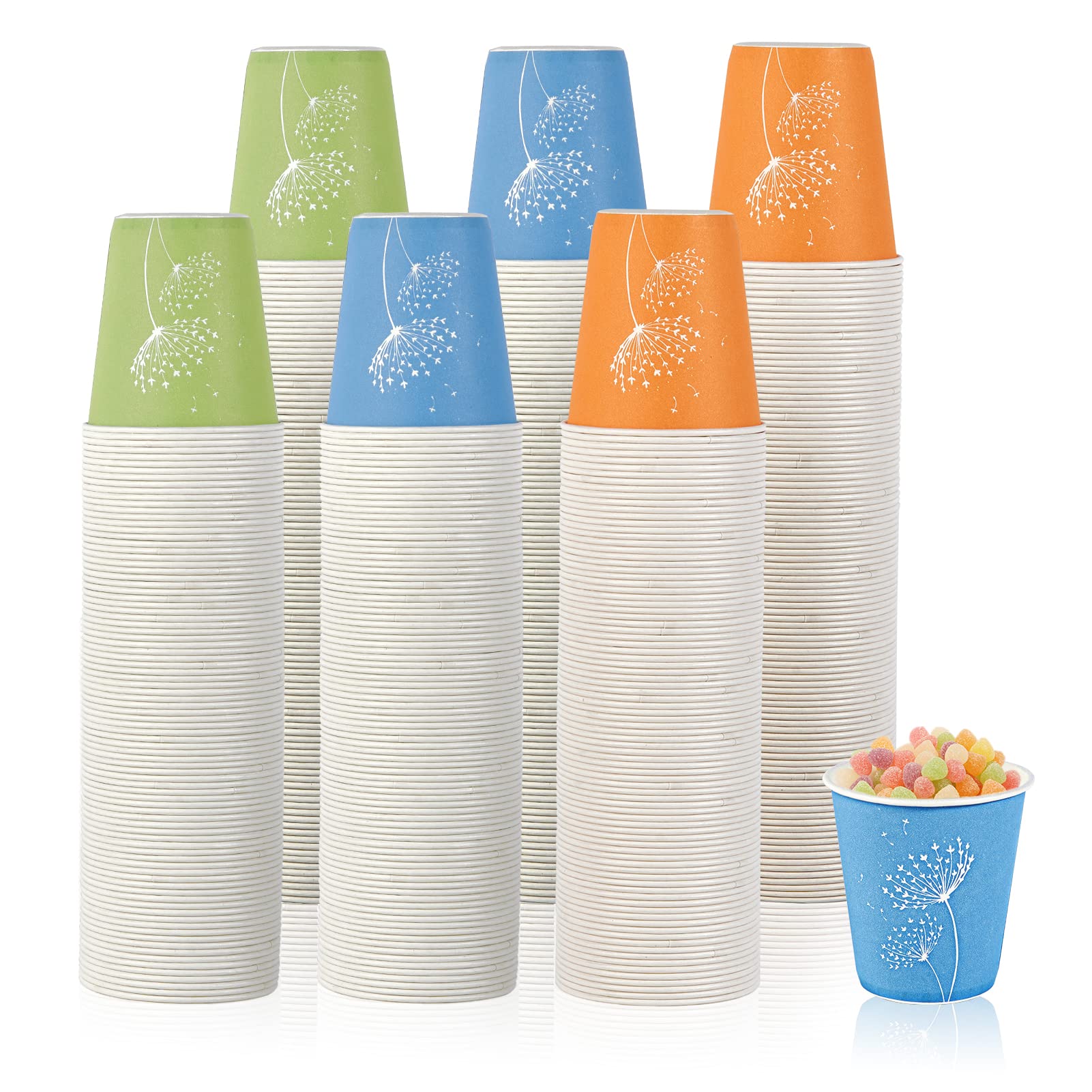 600 Pack 5oz Disposable Paper Cups - Colorful Small Mouthwash Cups for Parties, Picnics, BBQs & Travel | Bulk Mini Paper Cups for Events, Restaurants & Dental Offices | Eco-Friendly & Convenient for Home & Office Use