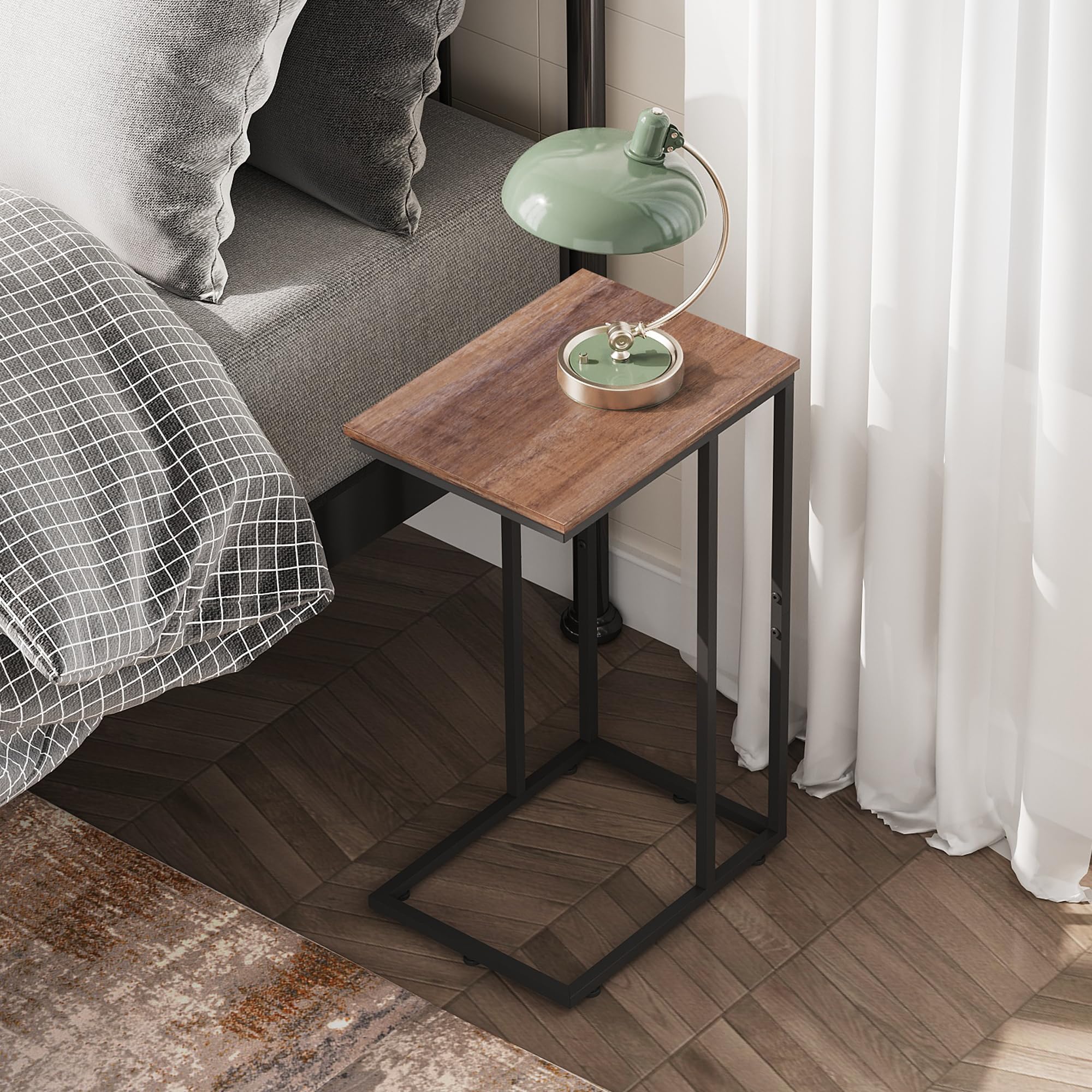 WLIVE C-Shaped End Table - Small Side Table for Sofa & Bed, Space-Saving Couch Table That Slides Under Furniture - Perfect for Living Room, Bedroom, Home Office & Small Spaces | Ideal for Reading Nook, TV Snacks & Nightstand Use