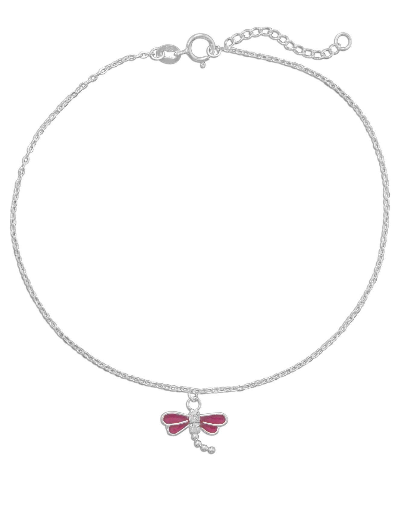 Elegant Sterling Silver Dragonfly Anklet with Cubic Zirconia - Dainty Adjustable Ankle Bracelet for Women - Perfect for Beach, Summer & Boho Fashion