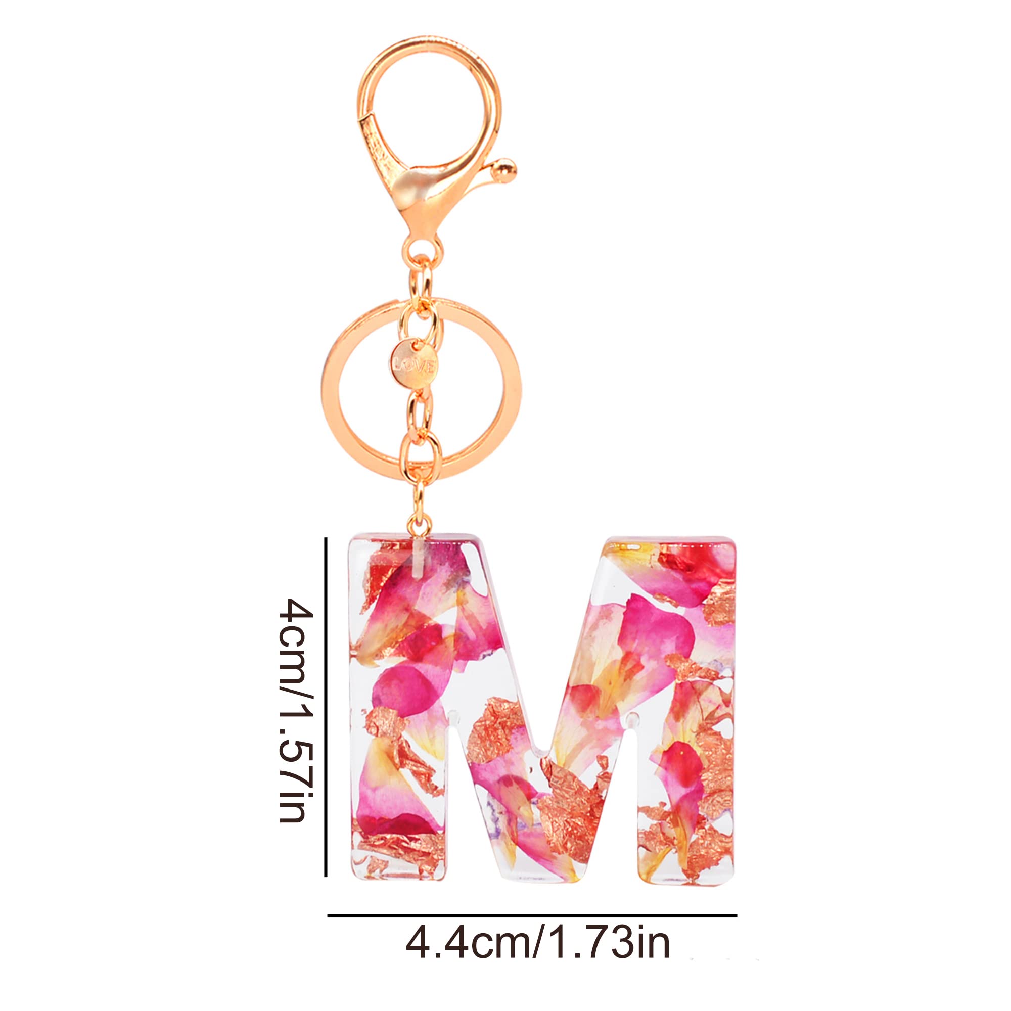Personalized Alphabet Resin Keychain - Custom Dried Flower Initial Letter Keyring, Cute Kawaii Gifts for Women & Girls | Perfect for Birthdays, Valentine's Day & Friendship Gifts