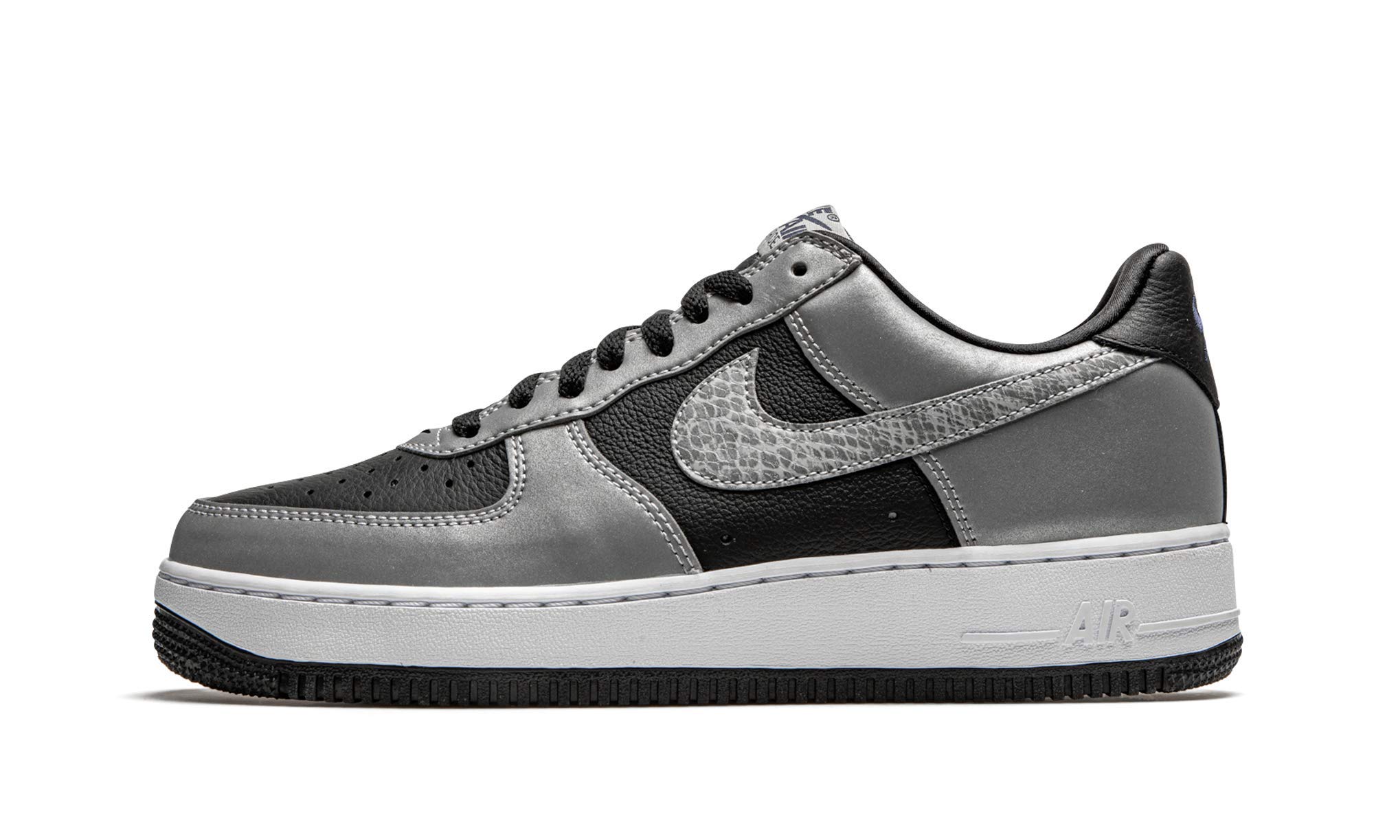 Nike Air Force 1 Low 'Silver Snake' Men's Sneakers - Black/Silver/White Colorway - Size 10.5 US - Casual Streetwear & Basketball Shoes for Everyday Wear