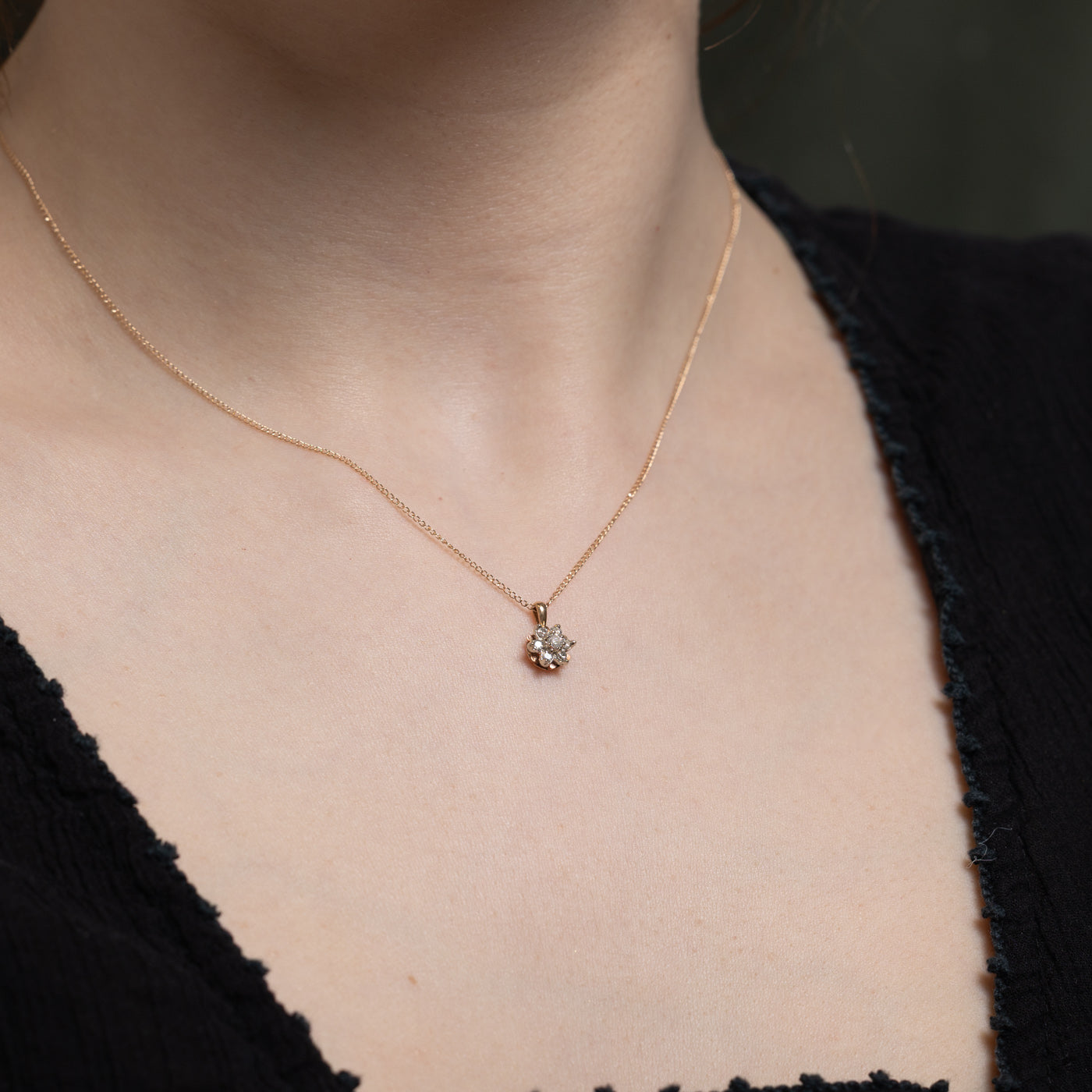 0.13ctw Diamond Petal Pendant Necklace - 16