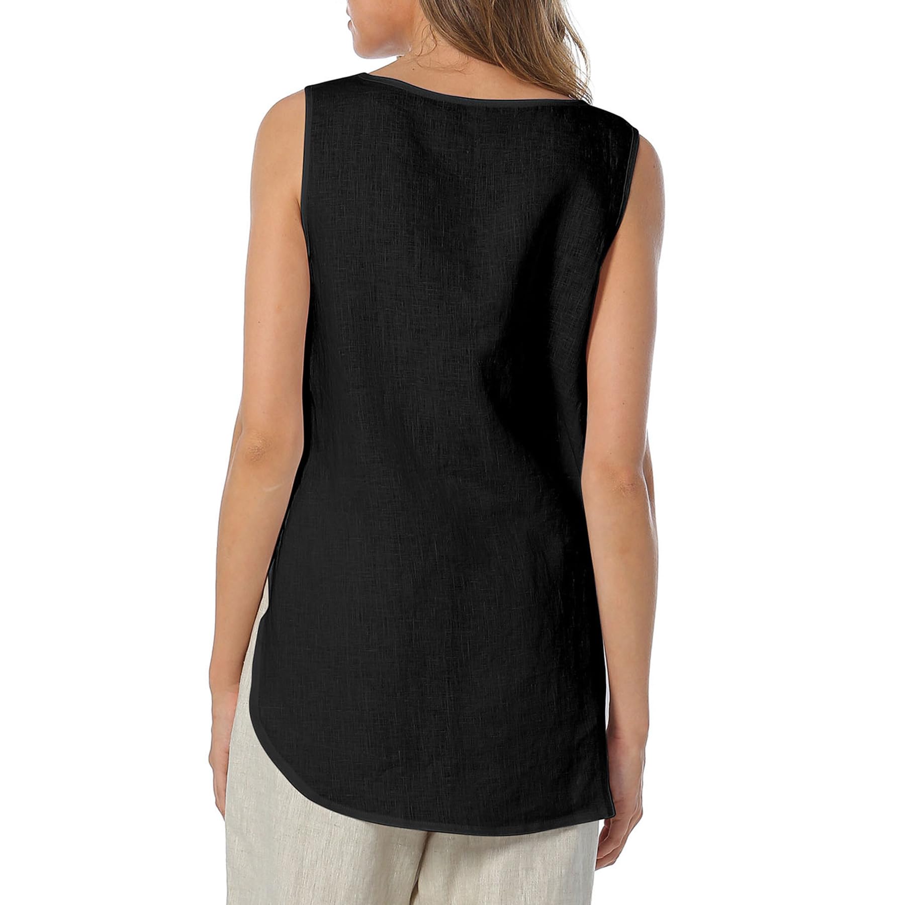 Amazhiyu Women's 100% Linen Tank Top - Breathable Sleeveless Blouse for Summer | Casual Crewneck Linen Shirt for Beach, Travel & Everyday Wear