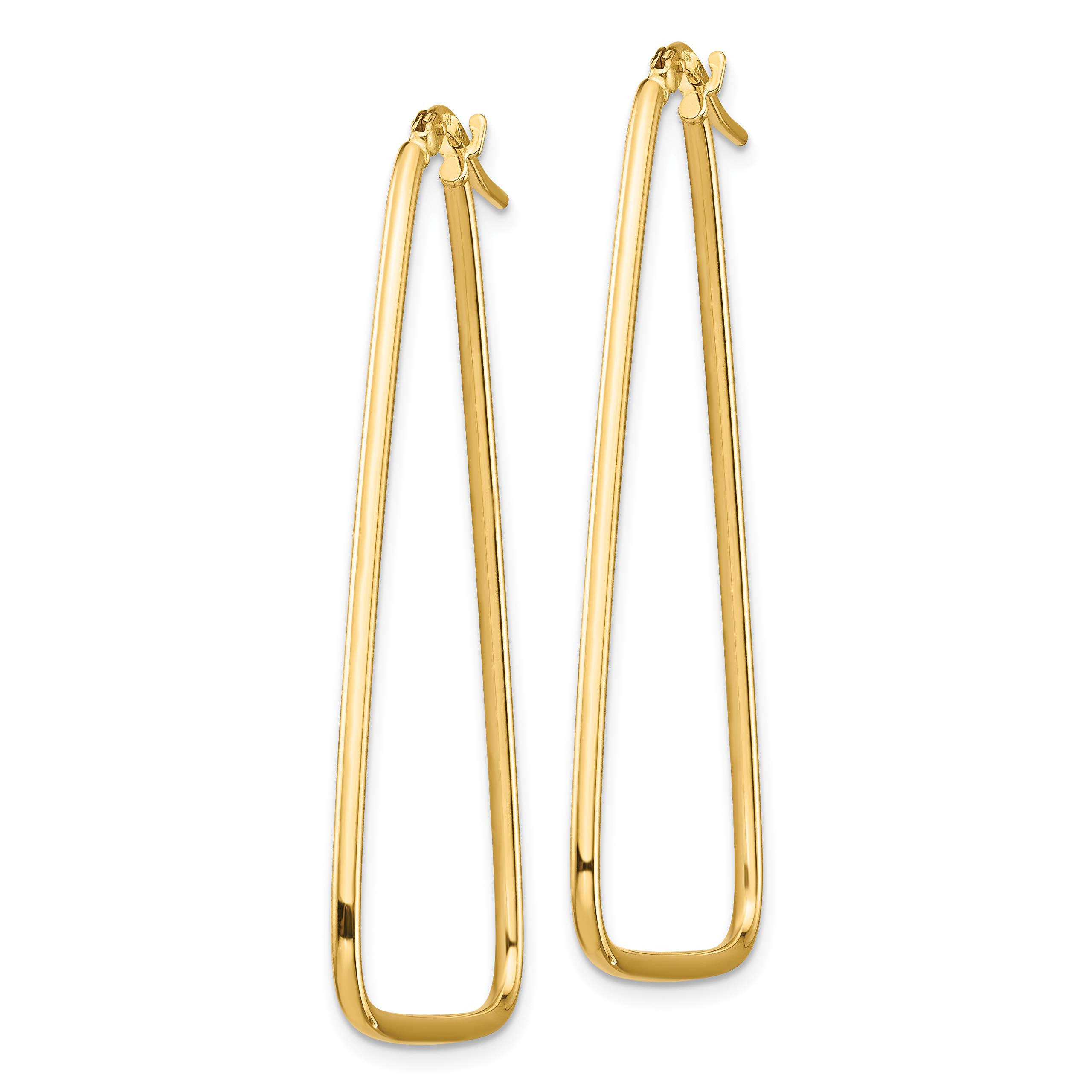 1.5mm Polished Triangle Dangle Hoop Earrings in Real 14k Gold - Elegant Everyday Jewelry for Women, Perfect for Work, Date Night & Special Occasions
