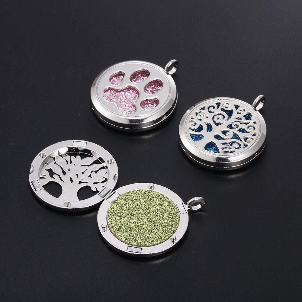 10pcs Mixed Aroma Diffuser Charms - Stainless Steel Essential Oil Necklace Pendant Set for Aromatherapy, Yoga & Meditation (Style 5)