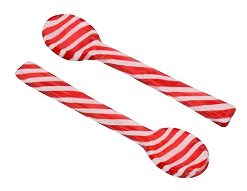 6 Peppermint Flavored Edible Spoons + 5 Milk Chocolate Spoons with Candy Cane Cup - Individually Wrapped Holiday Dessert Set - Perfect for Hot Cocoa, Coffee Stirring & Christmas Party Treats