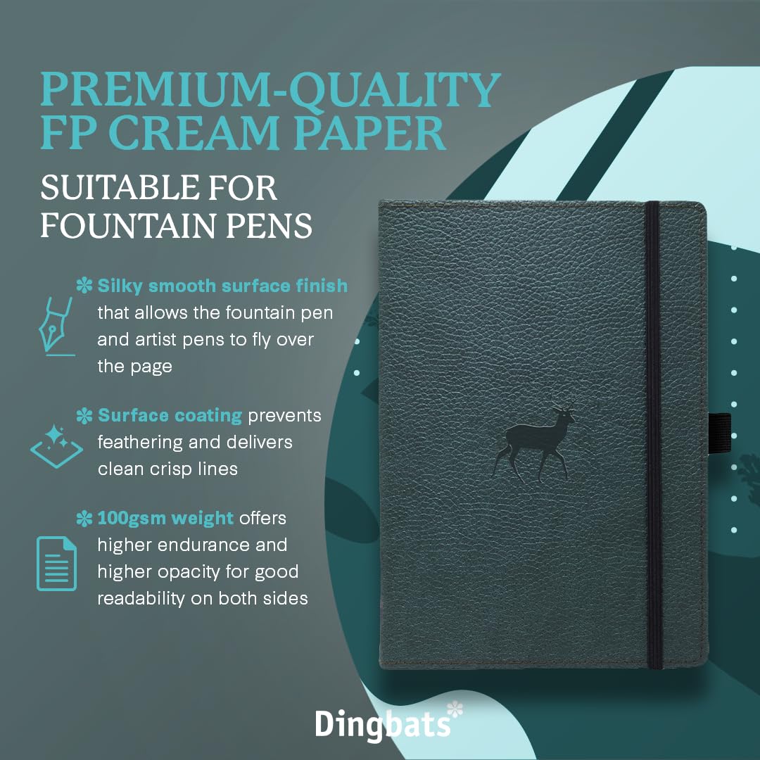 Dingbats* Wildlife Plain Extra Large A4 Notebook - PU Leather Hardcover Journal for Work, Writing & Note Taking - Pocket, Elastic Closure, Pen Holder, Bookmark - Perfect for Office, School & Travel Use