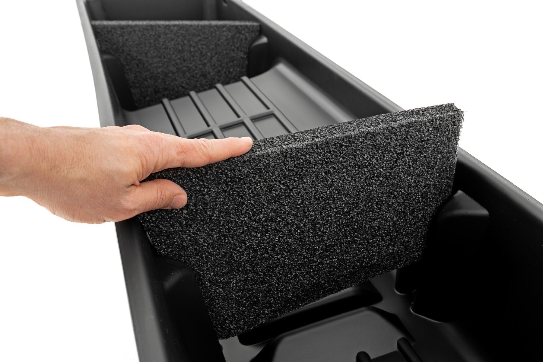 Rough Country Custom-Fit Under Seat Storage Box for Chevy Silverado & GMC Sierra 1500/2500/3500 (1999-2006) - Durable Anti-Skid Truck Organizer - Perfect for Tools, Emergency Kits & Off-Road Gear Storage