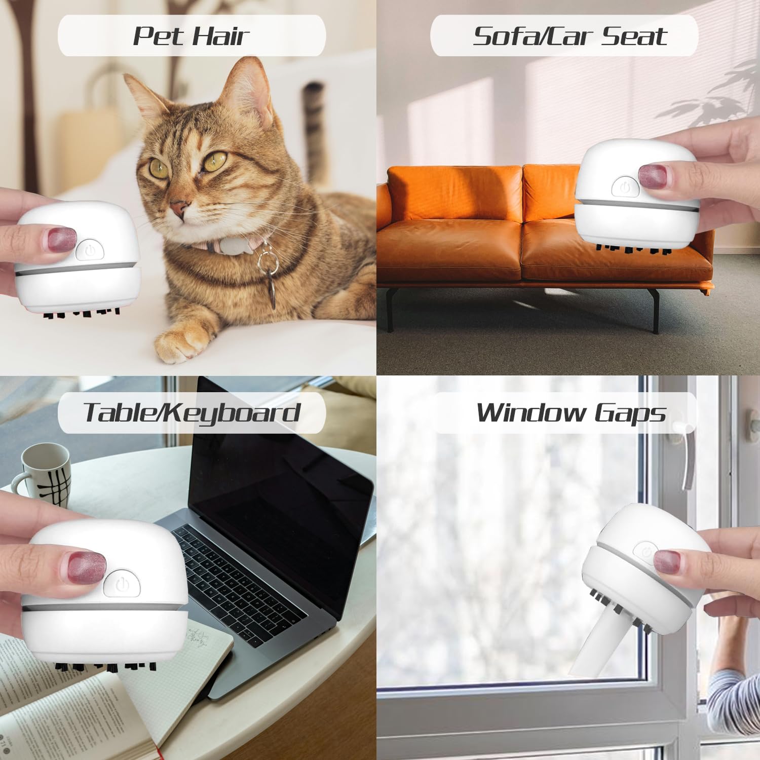 USB Desktop Vacuum Cleaner with Nozzle & Brush - Portable Mini Dust Cleaner for Office & Home