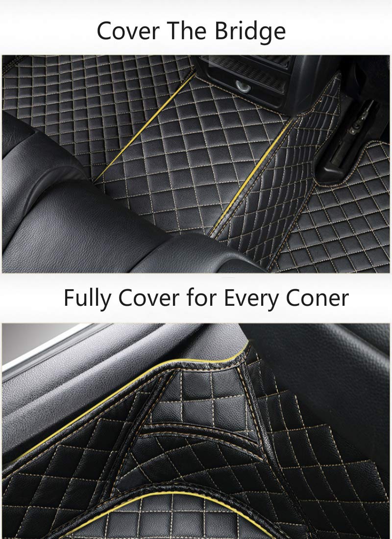 Custom All-Weather Floor Mats for Range Rover 4 Seats (2007-2012) - Premium Leather Carpet Liners - Front & Rear Set - Black/Red - Durable Auto Interior Protection for Off-Road & Daily Driving