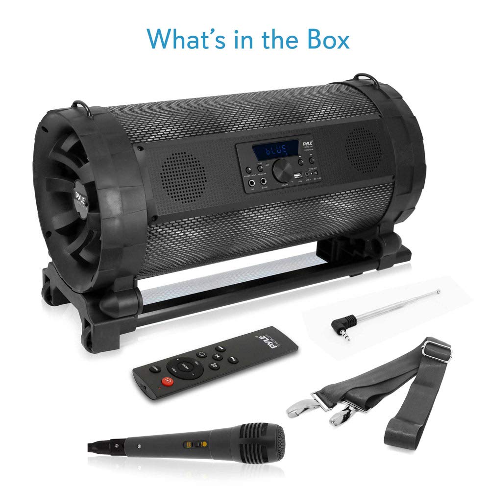 Pyle 600W Portable Bluetooth Boombox Stereo System - Wireless Outdoor Speaker with LED Lights, FM Radio, MP3 Player, USB, Handle & Wheels, Karaoke Mic & Remote - Perfect for Parties, Beach, Camping & Outdoor Events