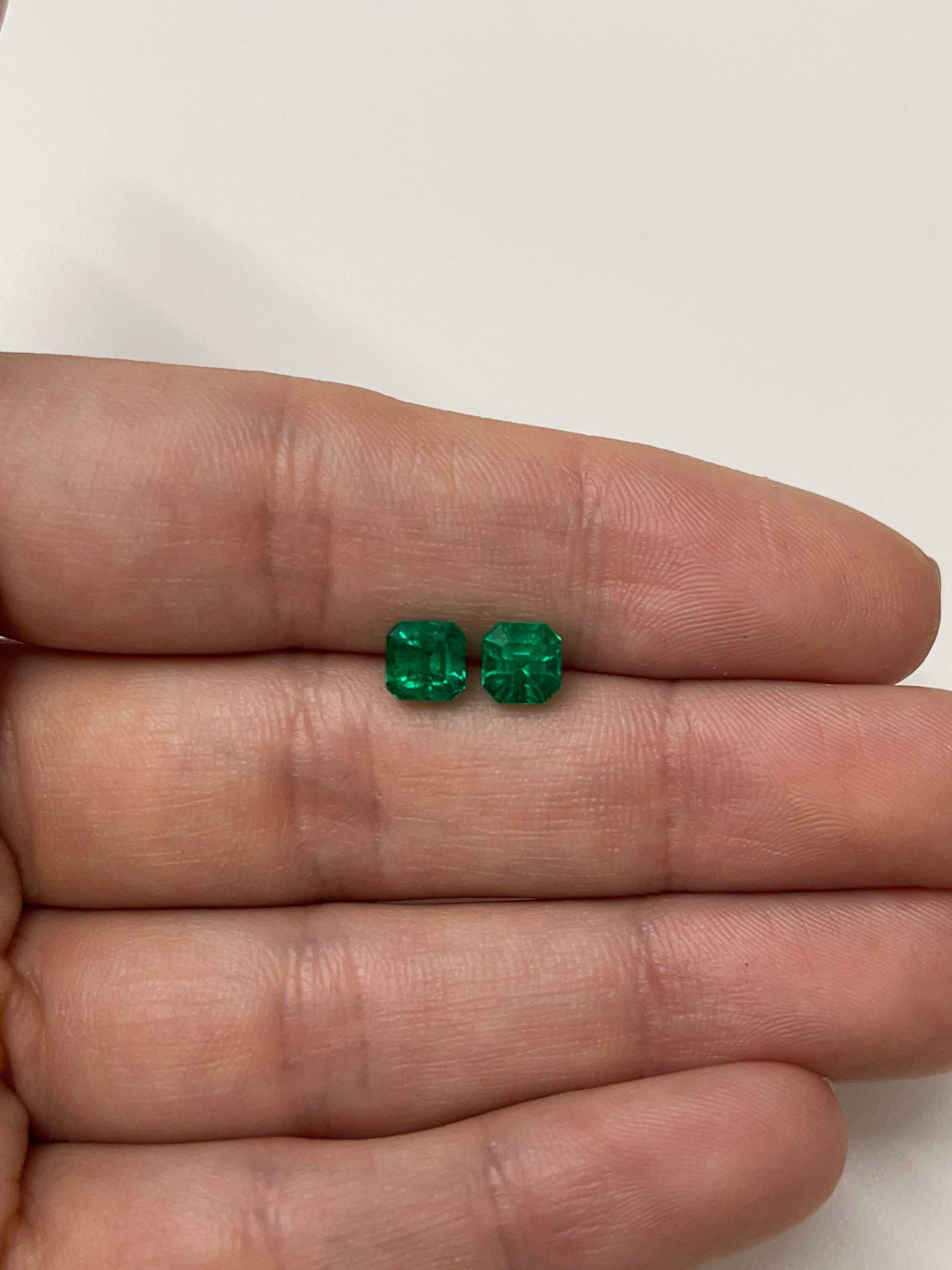 1.98tcw 5.7x5.6mm AAA+ Matching Muzo Green Loose Colombian Emeralds - Asscher Cut Gemstones for Jewelry Making & Engagement Rings