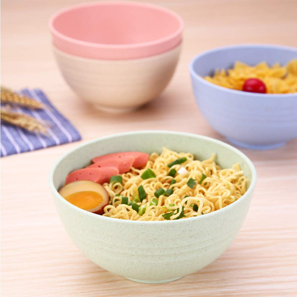 4-Pack 6-Inch (24 OZ) Eco-Friendly Wheat Straw Bowls - Unbreakable, Non-Toxic, Microwave & Dishwasher Safe - Healthy Tableware for Kids & Adults - Perfect for Cereal, Soup, Rice, Snacks & Fruit - Ideal for Home, Office, Picnics & Camping