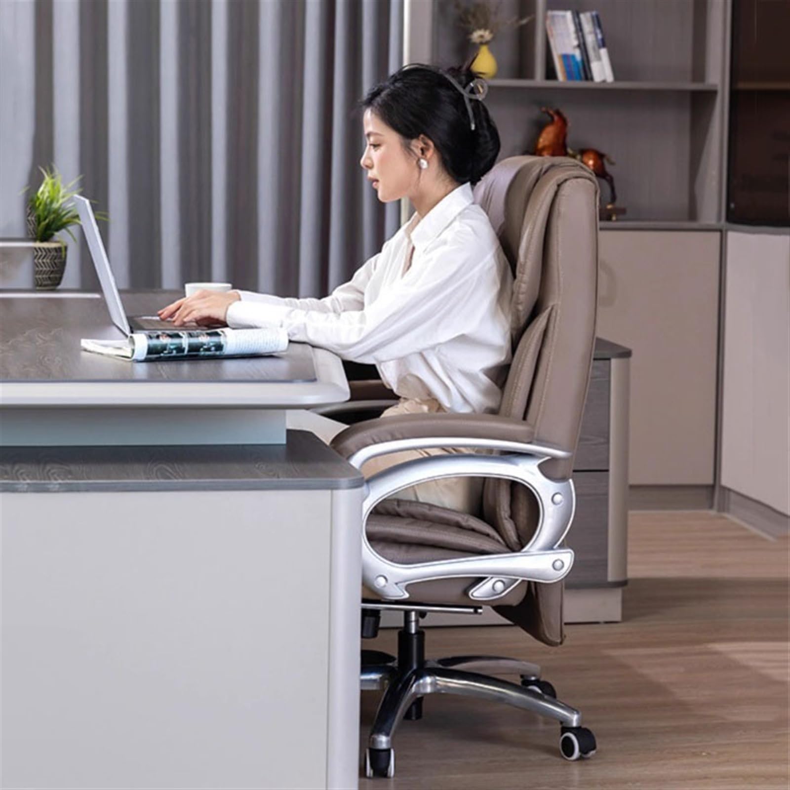 Ergonomic Office Chair with Footrest - Adjustable Height & Swivel for Home & Business Use - Comfortable Desk Chair for Conference Rooms, Study & Workstations