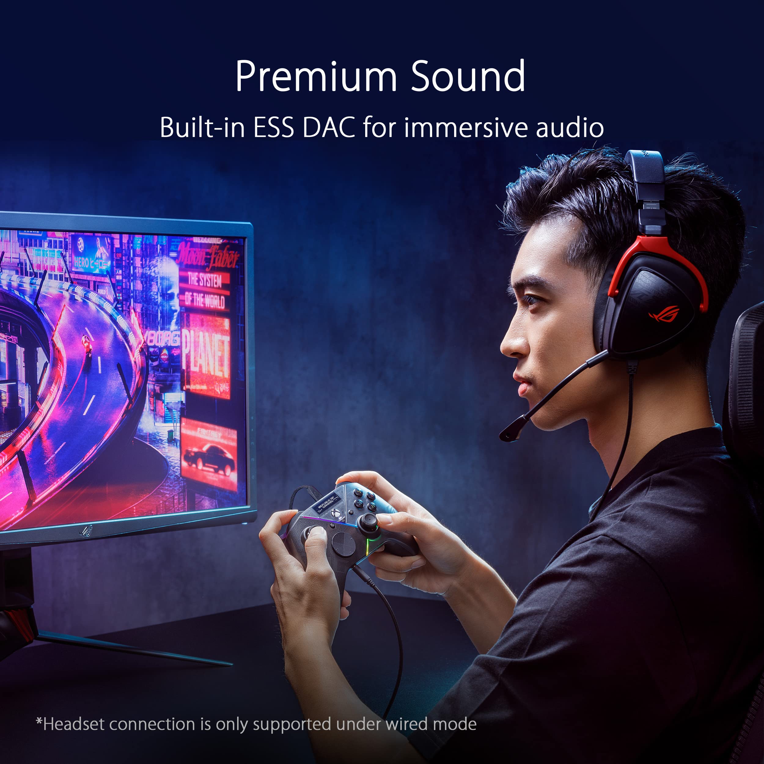 ASUS ROG Raikiri Pro Wireless Gaming Controller for PC - Tri-Mode Connectivity (USB-C Wired/2.4GHz/Bluetooth), Built-in OLED Display, 4 Rear Buttons, Customizable Triggers, ESS DAC - Perfect for Competitive Gaming, Streaming & Esports Tournaments