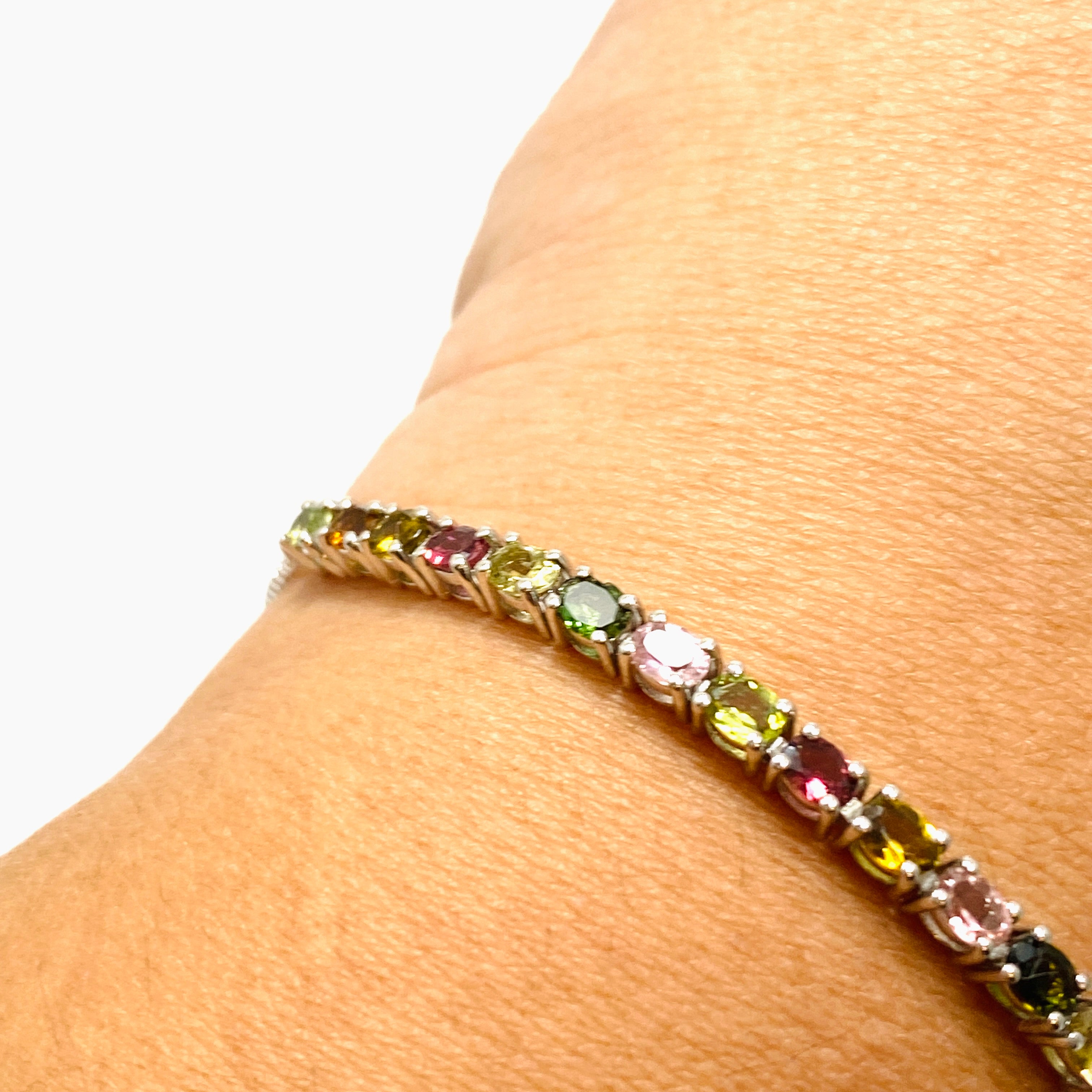 Vibrant Multi-Colored Tourmaline Lariat Bracelet for Women - Elegant Beaded Crystal Jewelry for Parties, Weddings & Special Occasions