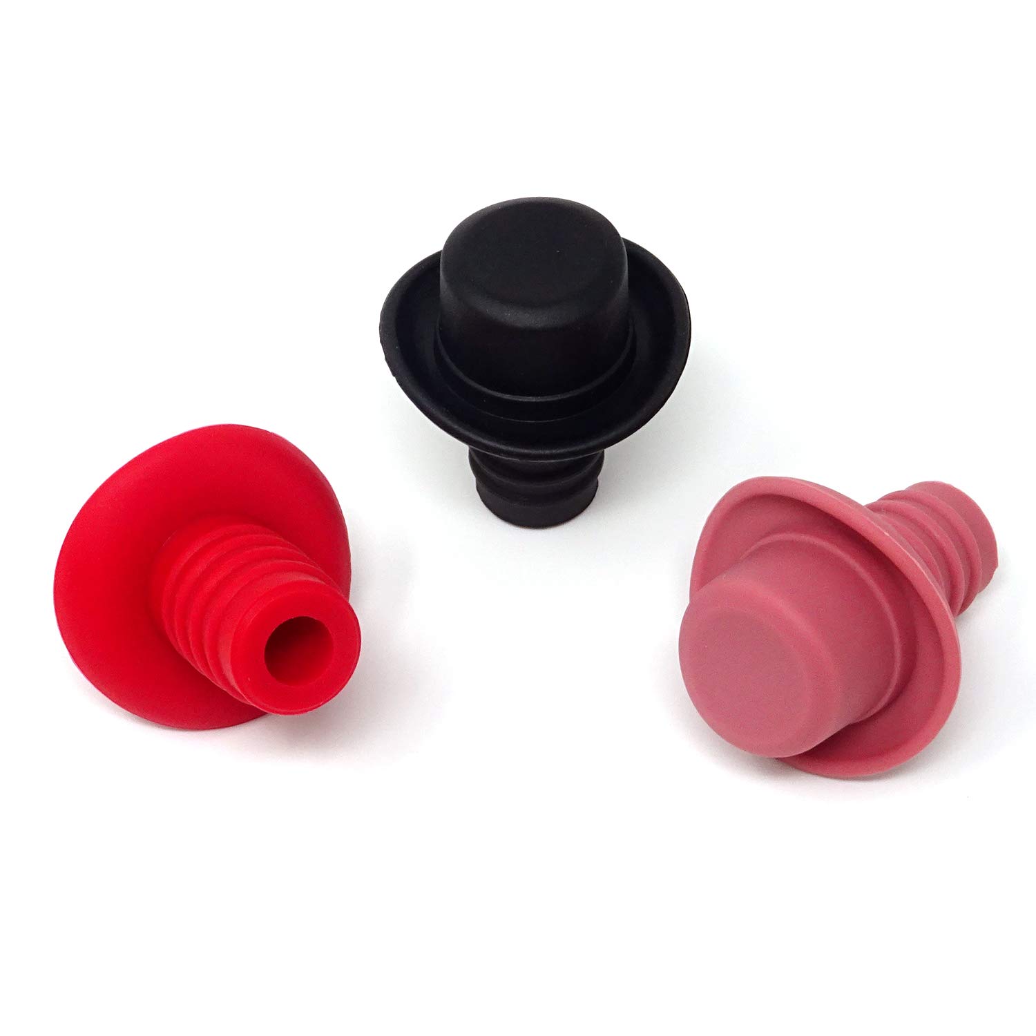 Honbay 3-Piece Reusable Silicone Wine Stoppers - Airtight Wine Bottle Corks & Beer Bottle Sealer Caps - Perfect for Preserving Wine, Champagne & Liquor at Home or Parties