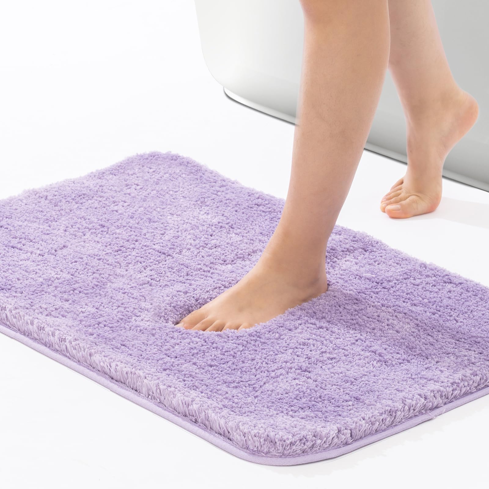 ROSMARUS Non-Slip Shaggy Bath Rugs 24x36 Inches - Super Soft Plush Bath Mat with High Water Absorbency for Bathroom Floor & Tub - Machine Washable Fluffy Shower Mat (Purple) - Perfect for Cozy Bathrooms & Spa-Like Showers