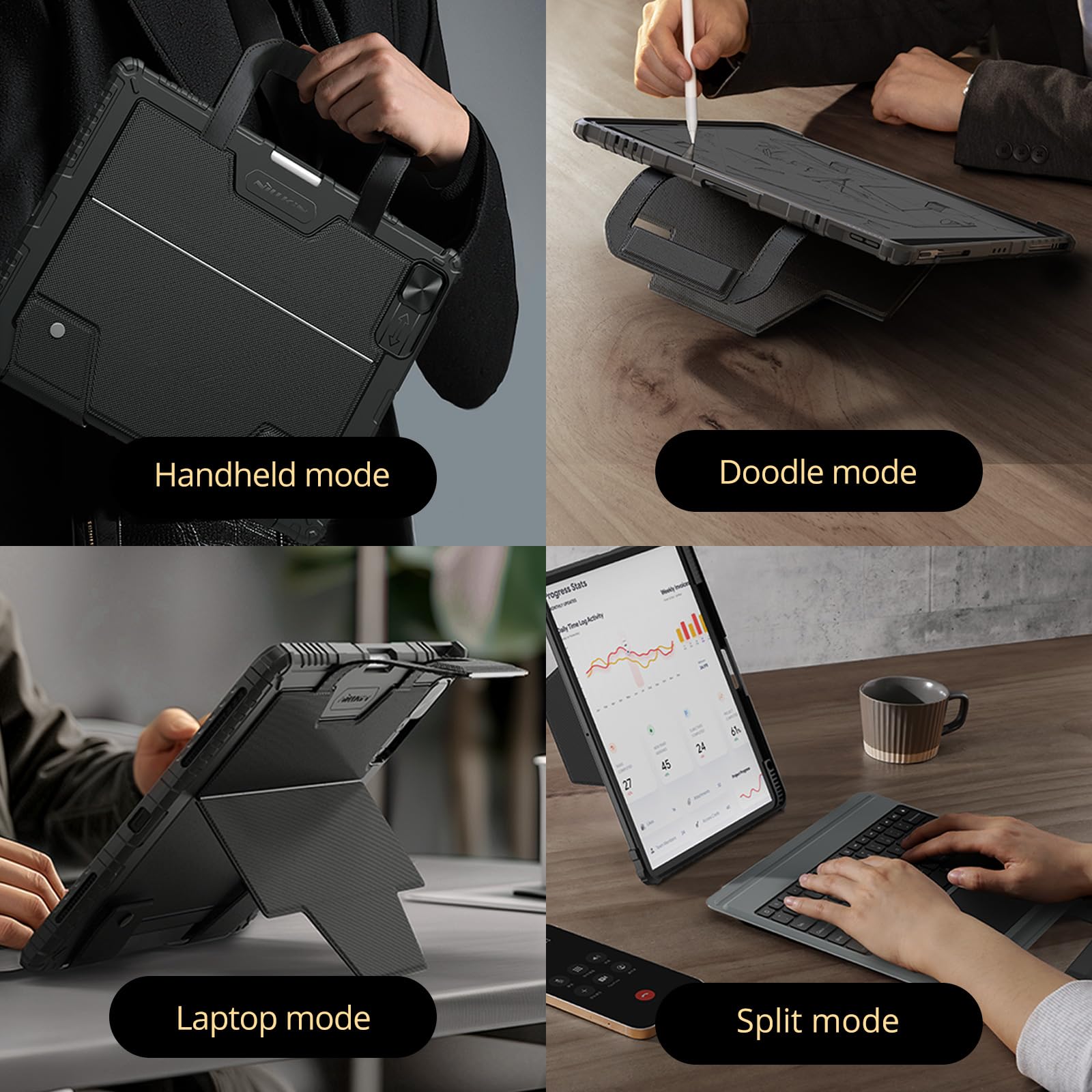 Nillkin Magic Keyboard for iPad Pro 13 inch M4 (2024) - Slim Protective Case with Backlit Keyboard, Large Trackpad & Apple Pencil Holder | 7-Color RGB Lighting, Camera Protection | Perfect for Work, Travel & Creative Projects (Black)