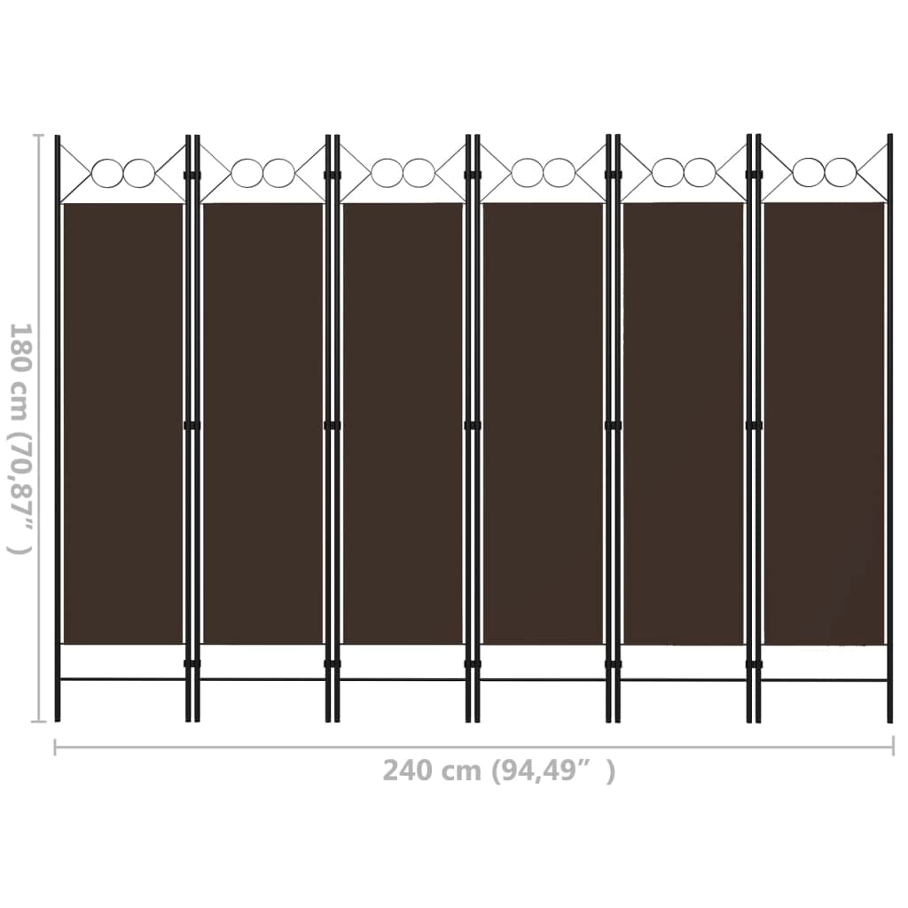 6-Panel Wooden Room Divider Screen - 94.5